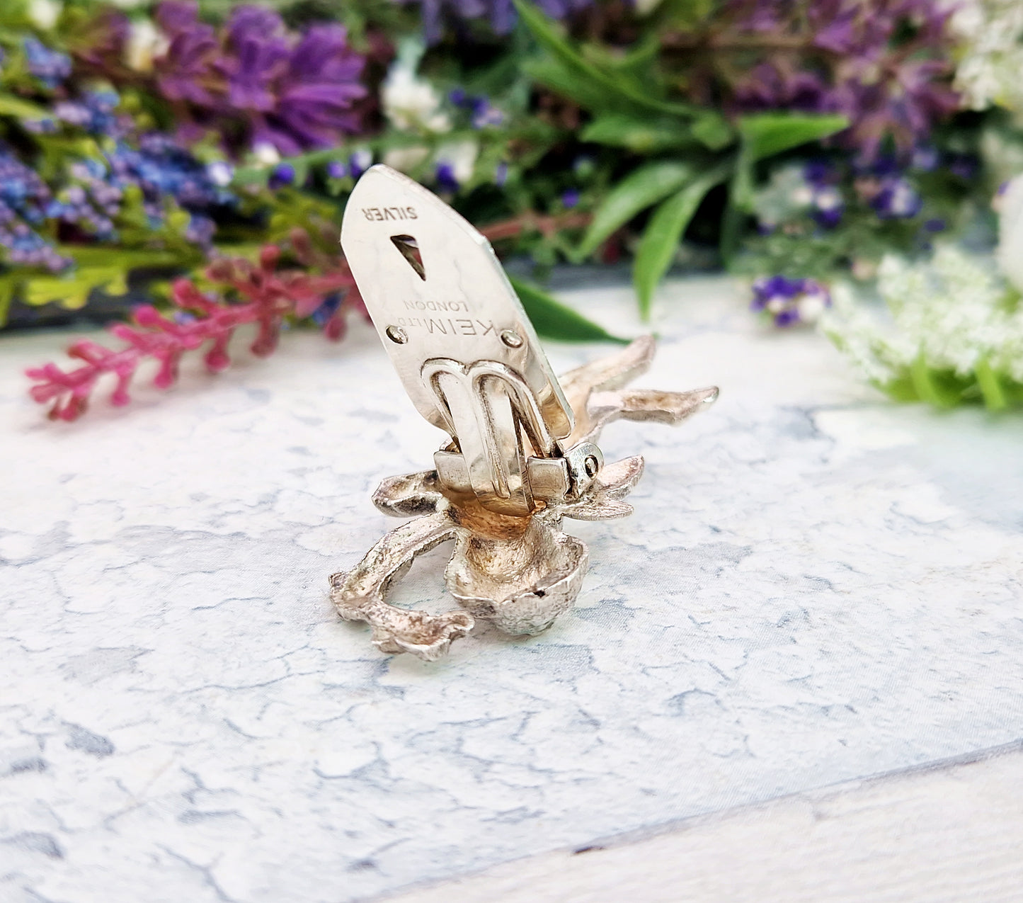 Vintage French Sterling Silver Sculpted Cherub Dress Clip by KEIM Ltd London