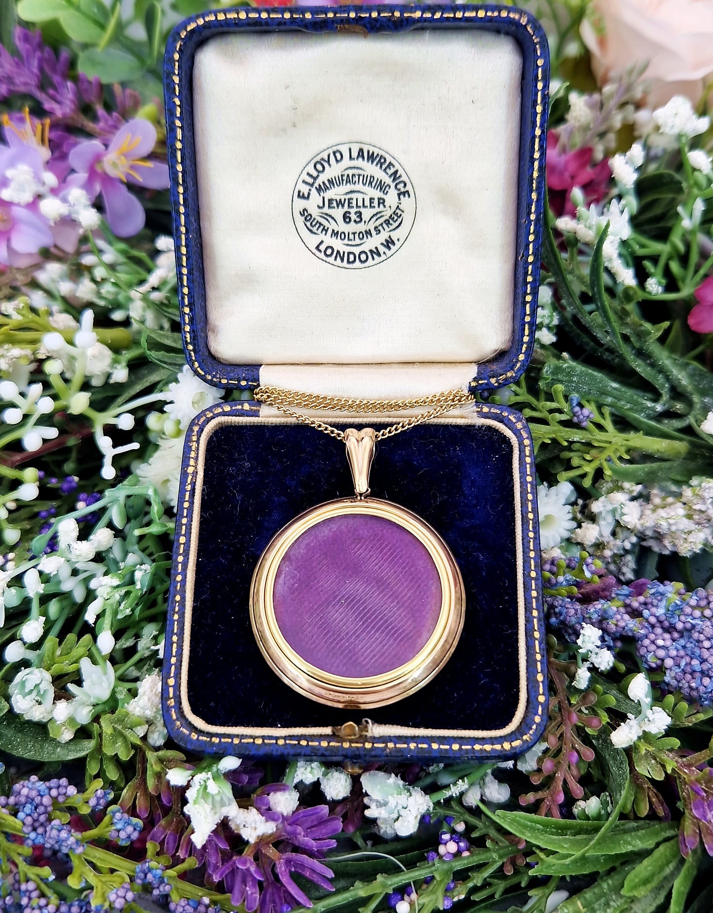 Antique Art Deco Rolled Gold Decorative Large Circular Glass Photo Locket Pendant