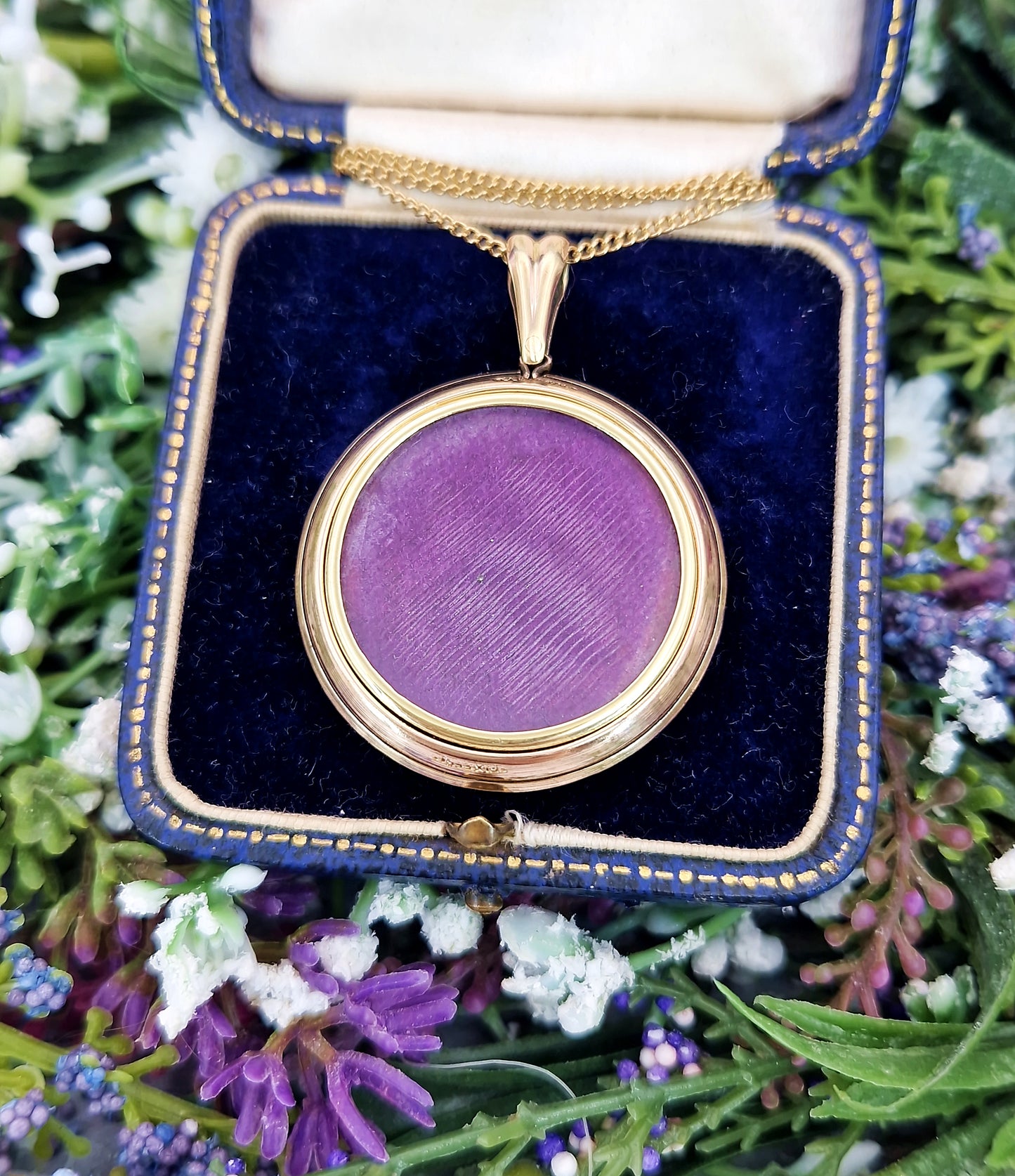 Antique Art Deco Rolled Gold Decorative Large Circular Glass Photo Locket Pendant