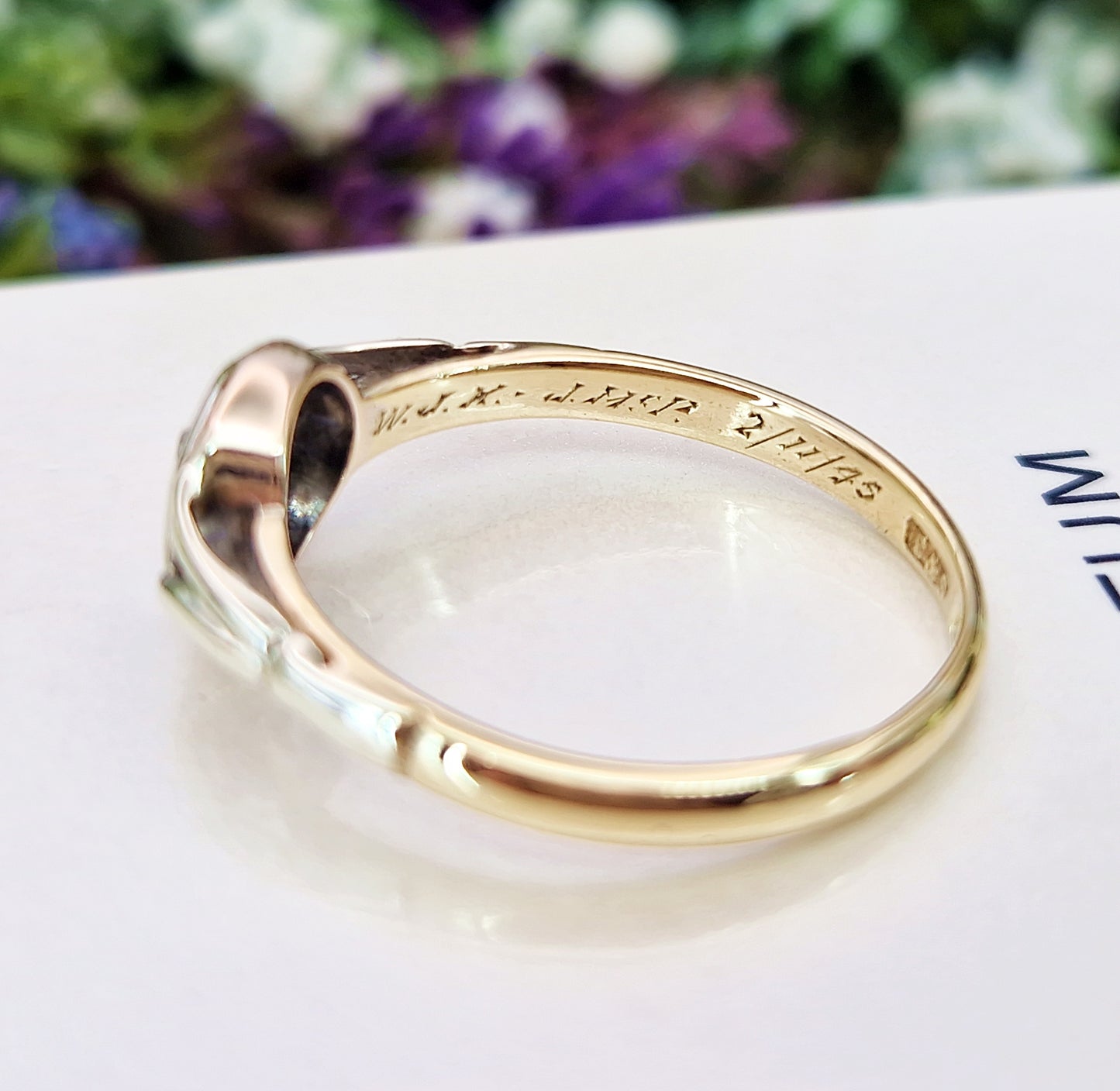 Antique 1945 9ct Gold Platinum Old Mine Cut Diamond Solitaire Star Engagement Ring / Size P or 8