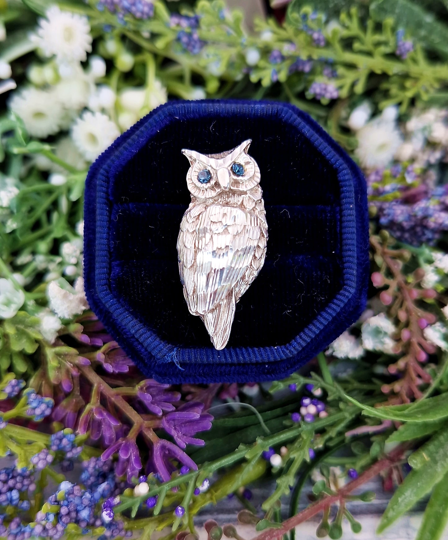 Vintage Sterling Silver Detailed Woodland Owl Brooch Pin