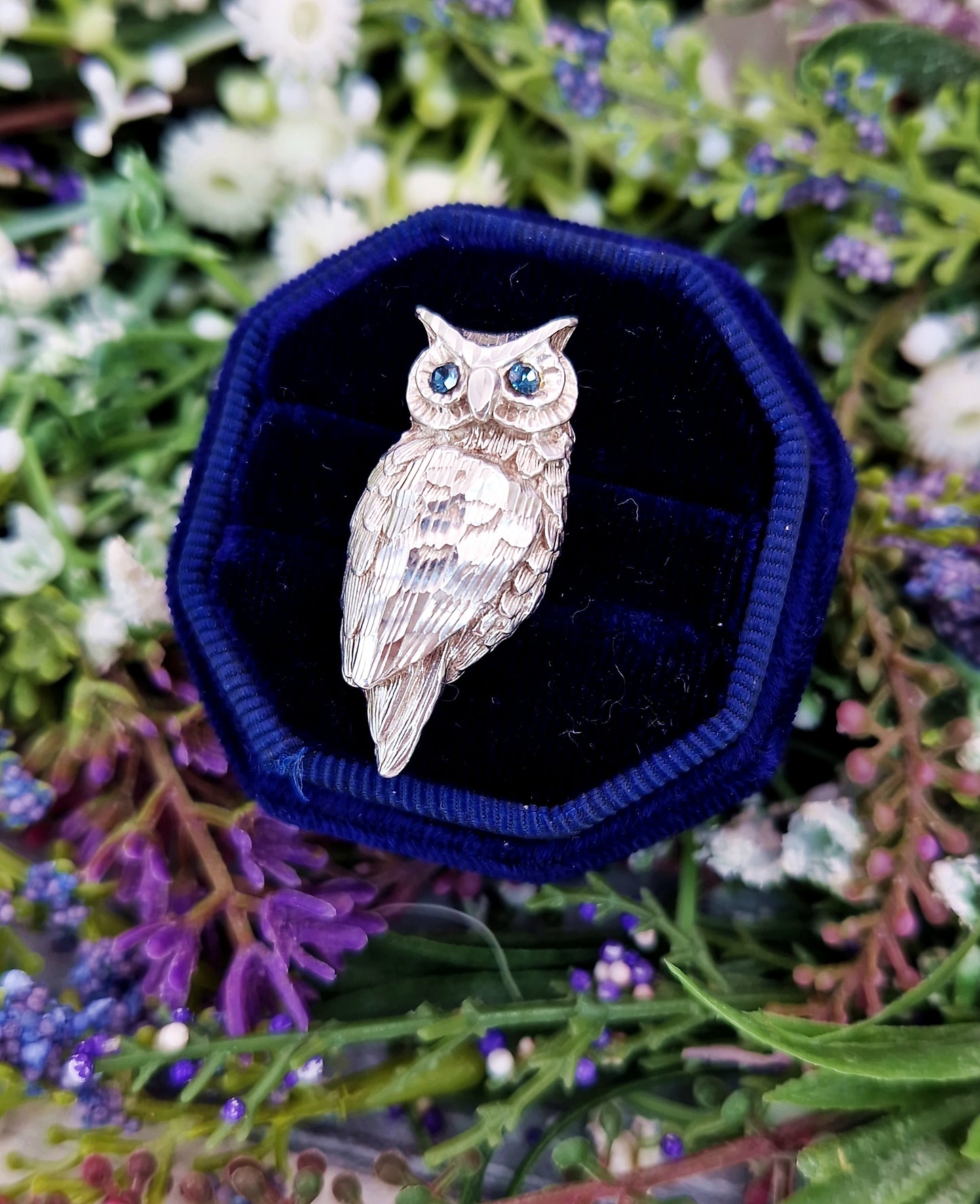 Vintage Sterling Silver Detailed Woodland Owl Brooch Pin