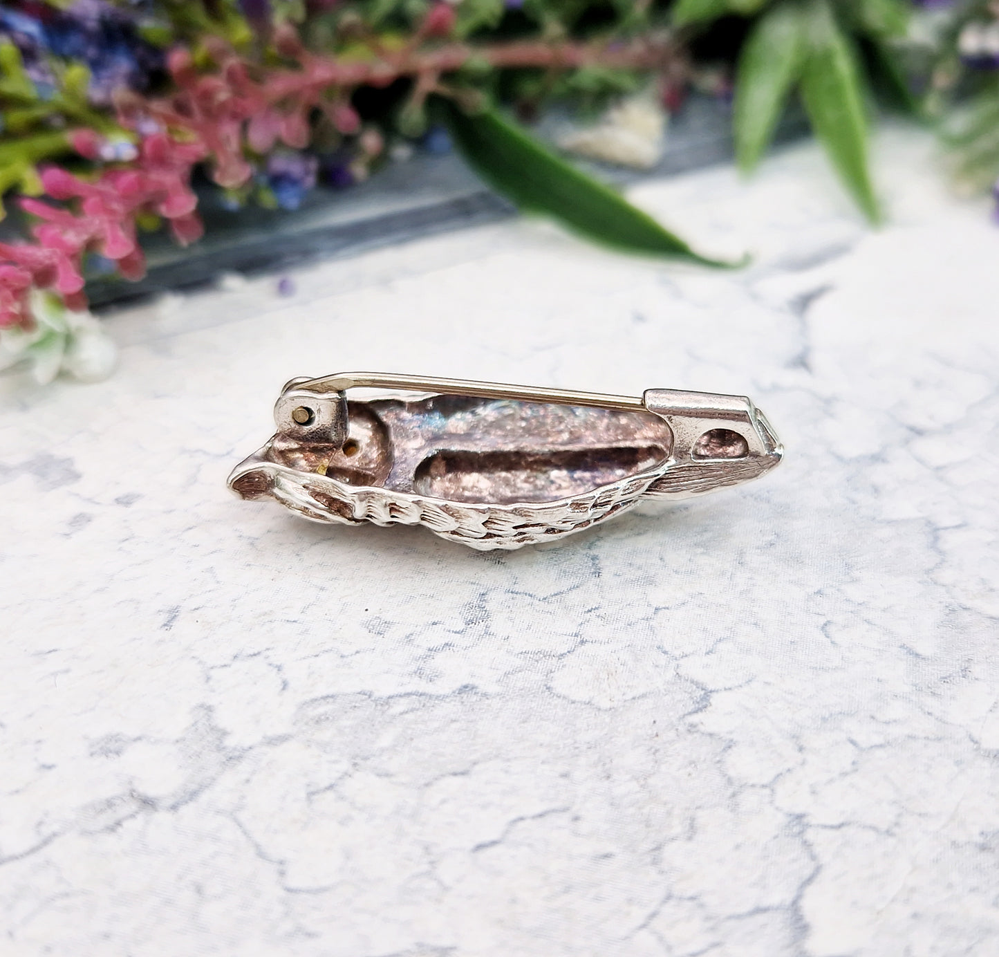 Vintage Sterling Silver Detailed Woodland Owl Brooch Pin