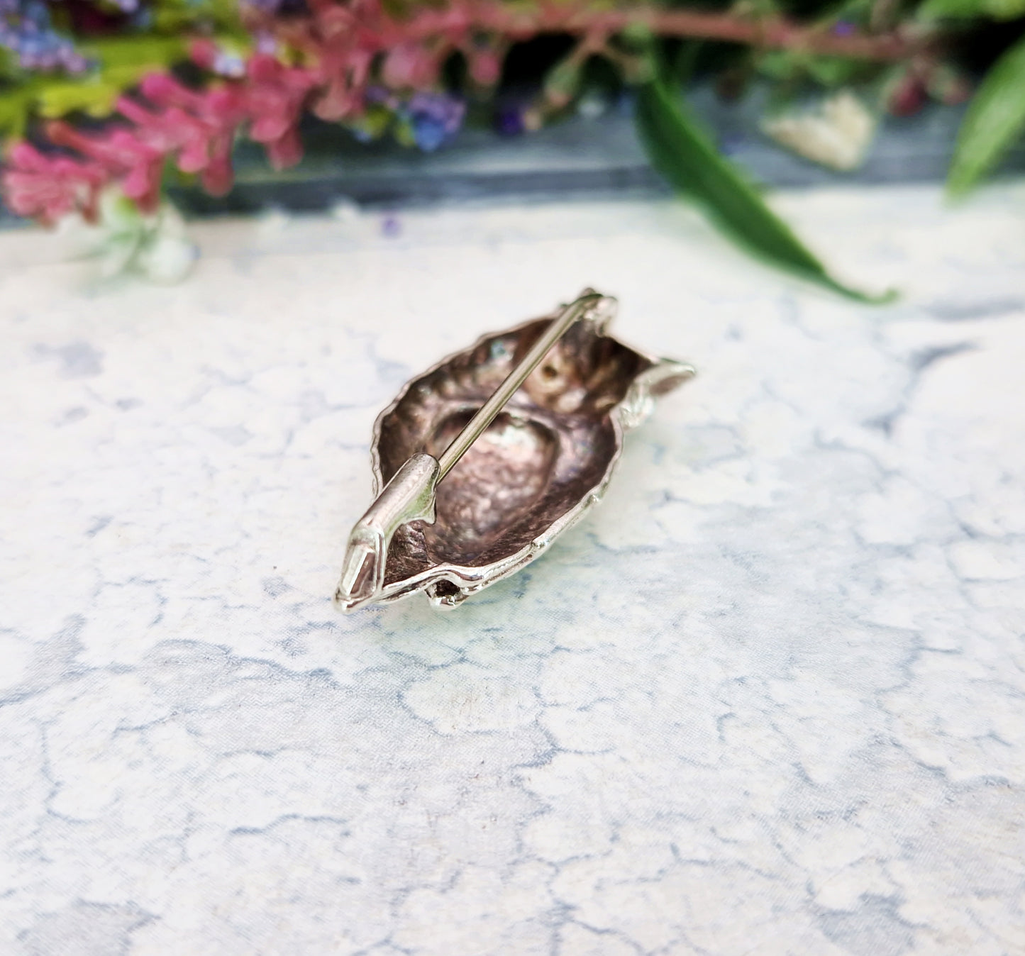 Vintage Sterling Silver Detailed Woodland Owl Brooch Pin