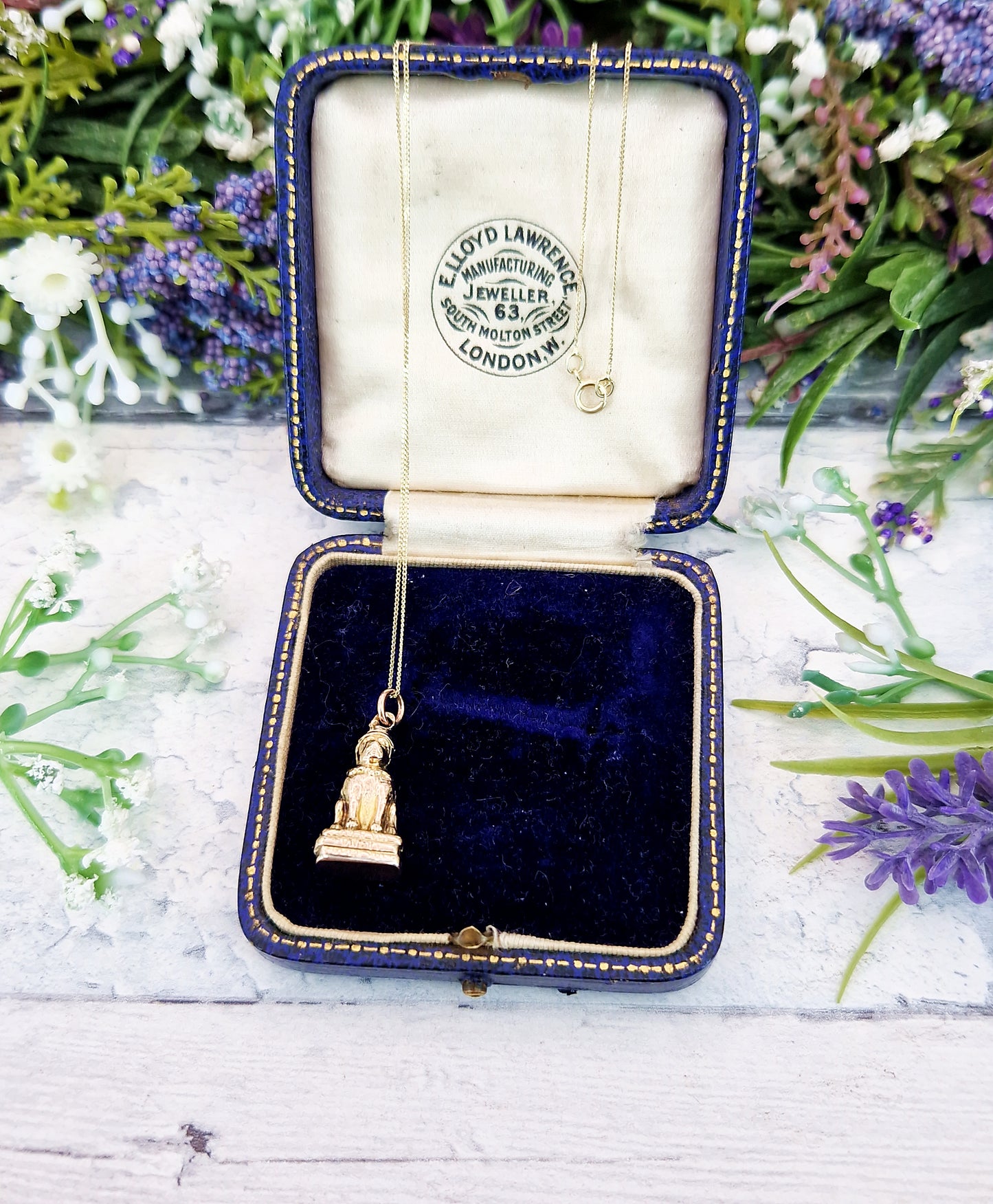 Antique Victorian 9ct Gold Cased Punch Magazine Figural Bulldog with Ruff, Top Hat and Books Charm Pendant