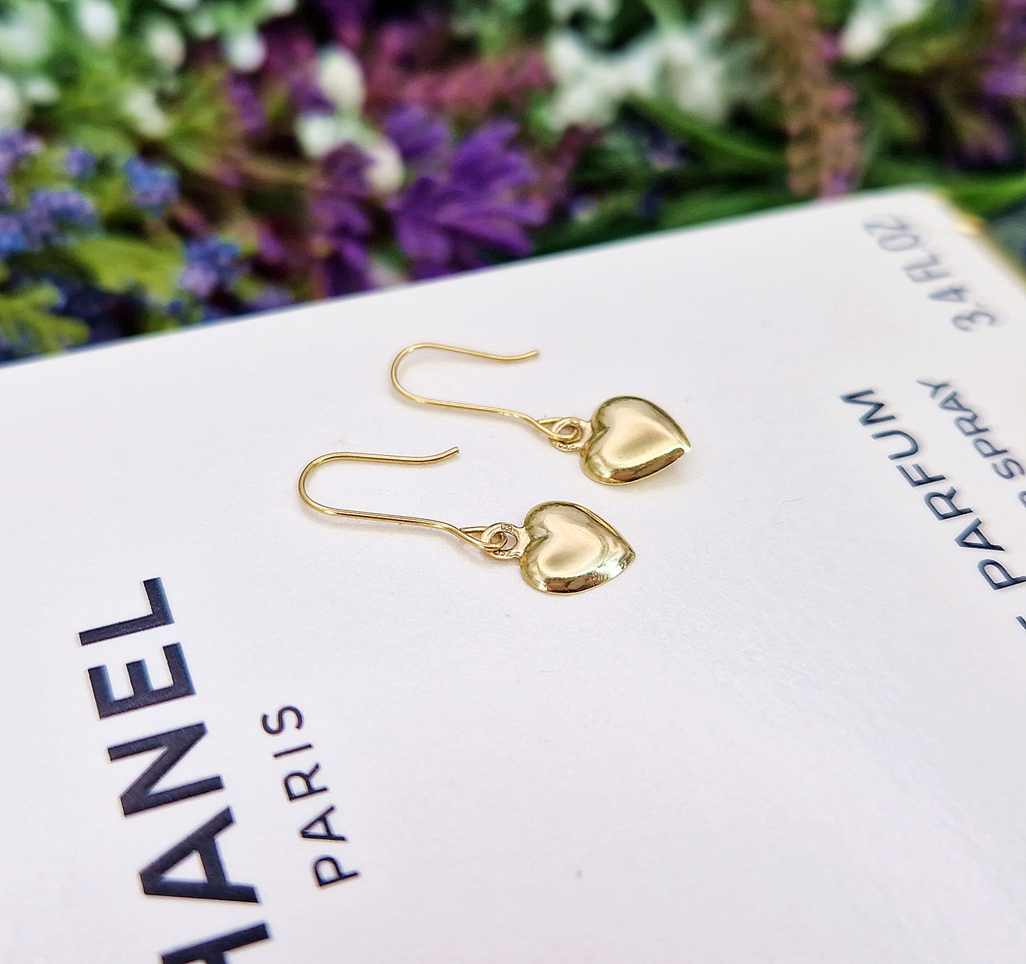Vintage 18ct Yellow Gold Tiny Lightweight Love Heart Hook Drop Earrings