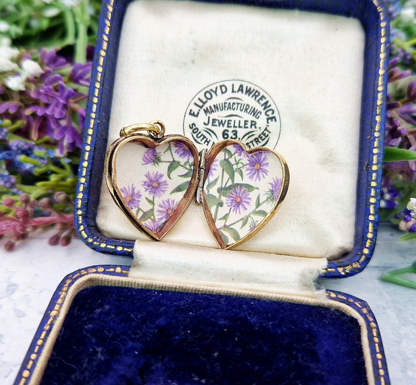 Antique Art Nouveau Gold Gilt Whimsical Botanical Heart Locket Pendant