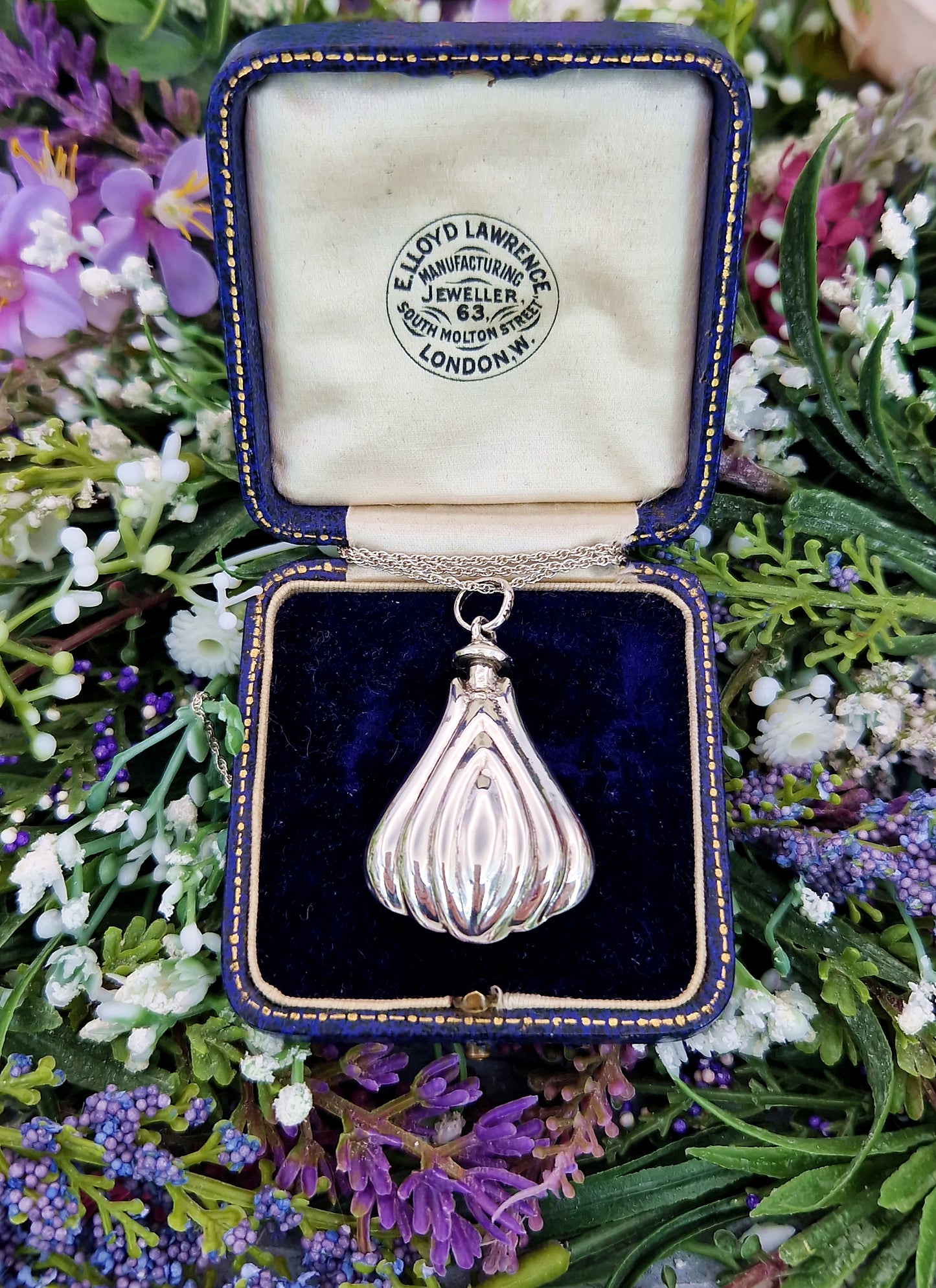 Vintage Sterling Silver Whimsical Perfume Bottle Vial Pendant Necklace
