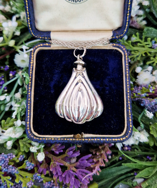 Vintage Sterling Silver Whimsical Perfume Bottle Vial Pendant Necklace