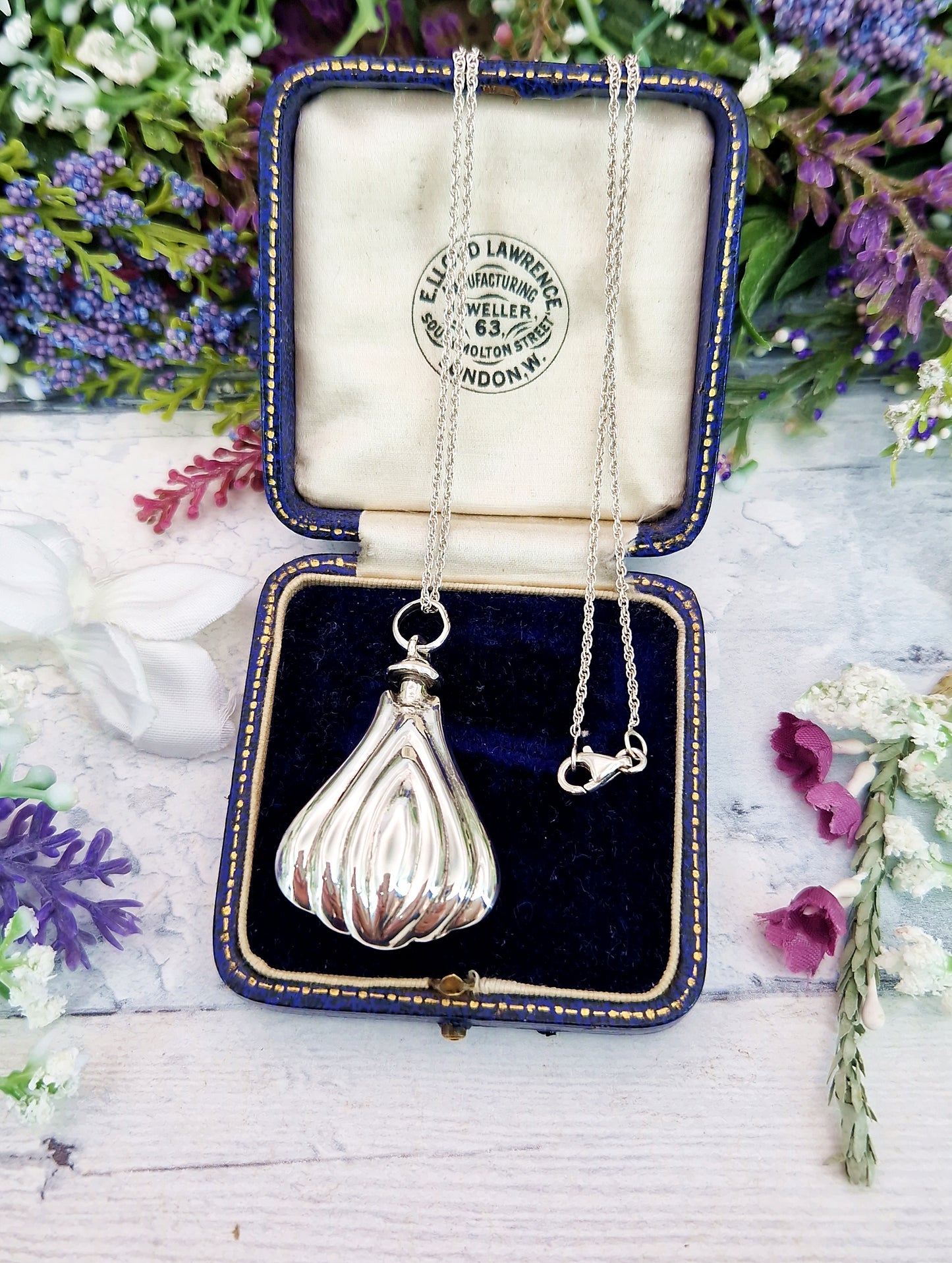 Vintage Sterling Silver Whimsical Perfume Bottle Vial Pendant Necklace