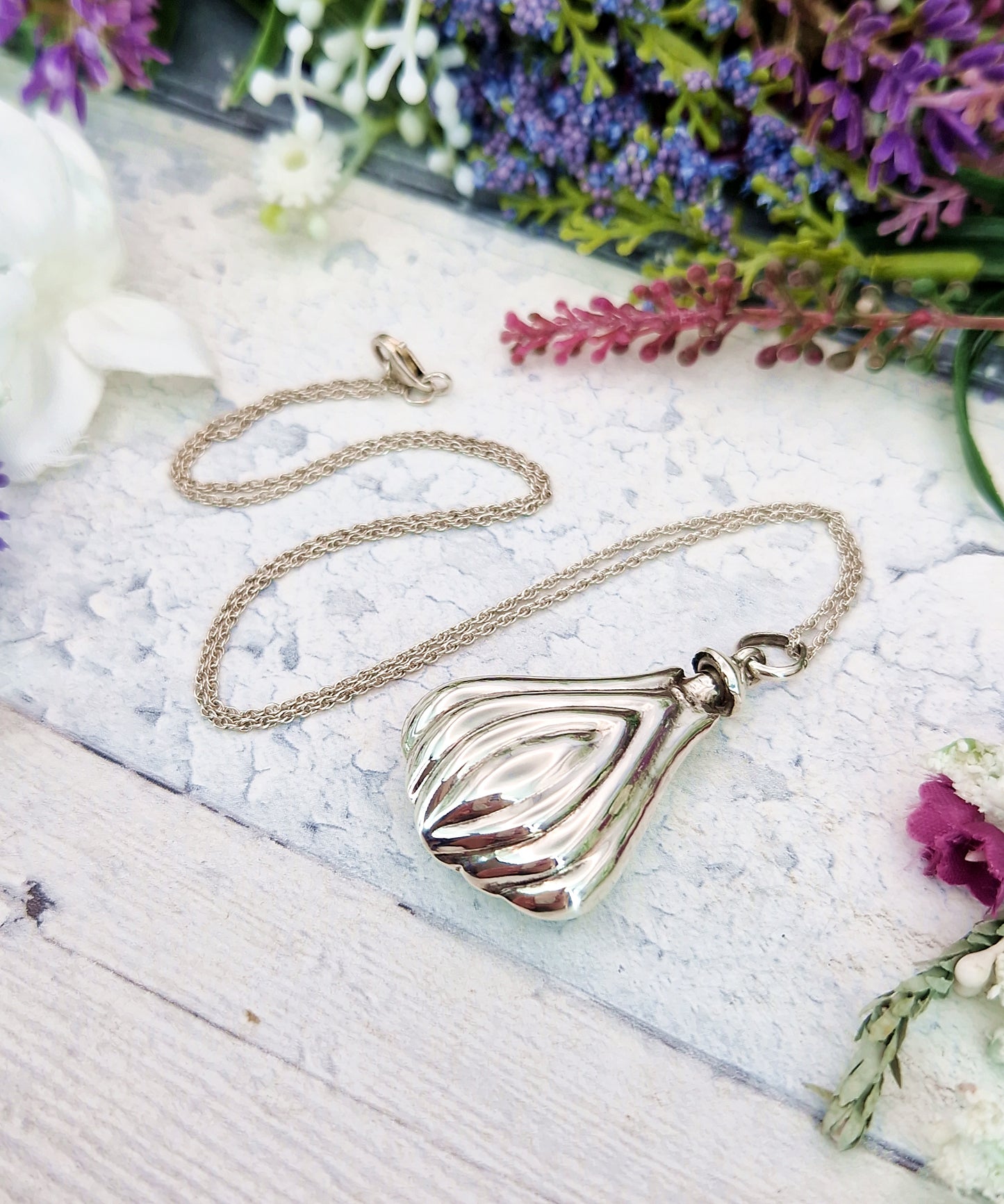 Vintage Sterling Silver Whimsical Perfume Bottle Vial Pendant Necklace