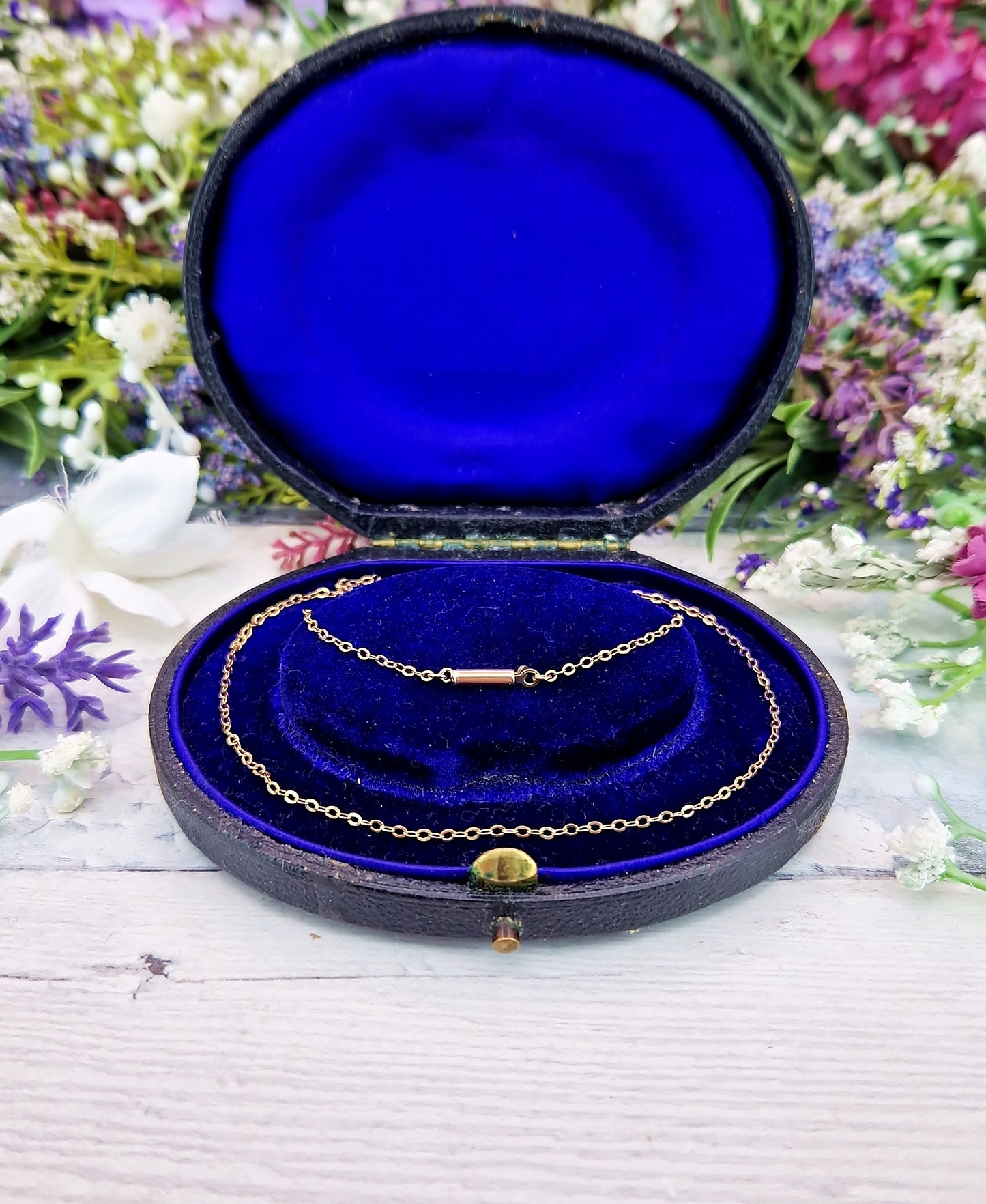 Vintage 1950's Solid 9ct Yellow Gold 17" Dainty Cable Necklace Chain for Pendant / 1.1 grams