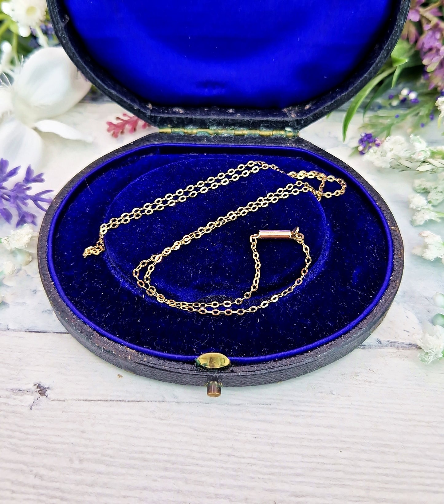 Vintage 1950's Solid 9ct Yellow Gold 17" Dainty Cable Necklace Chain for Pendant / 1.1 grams