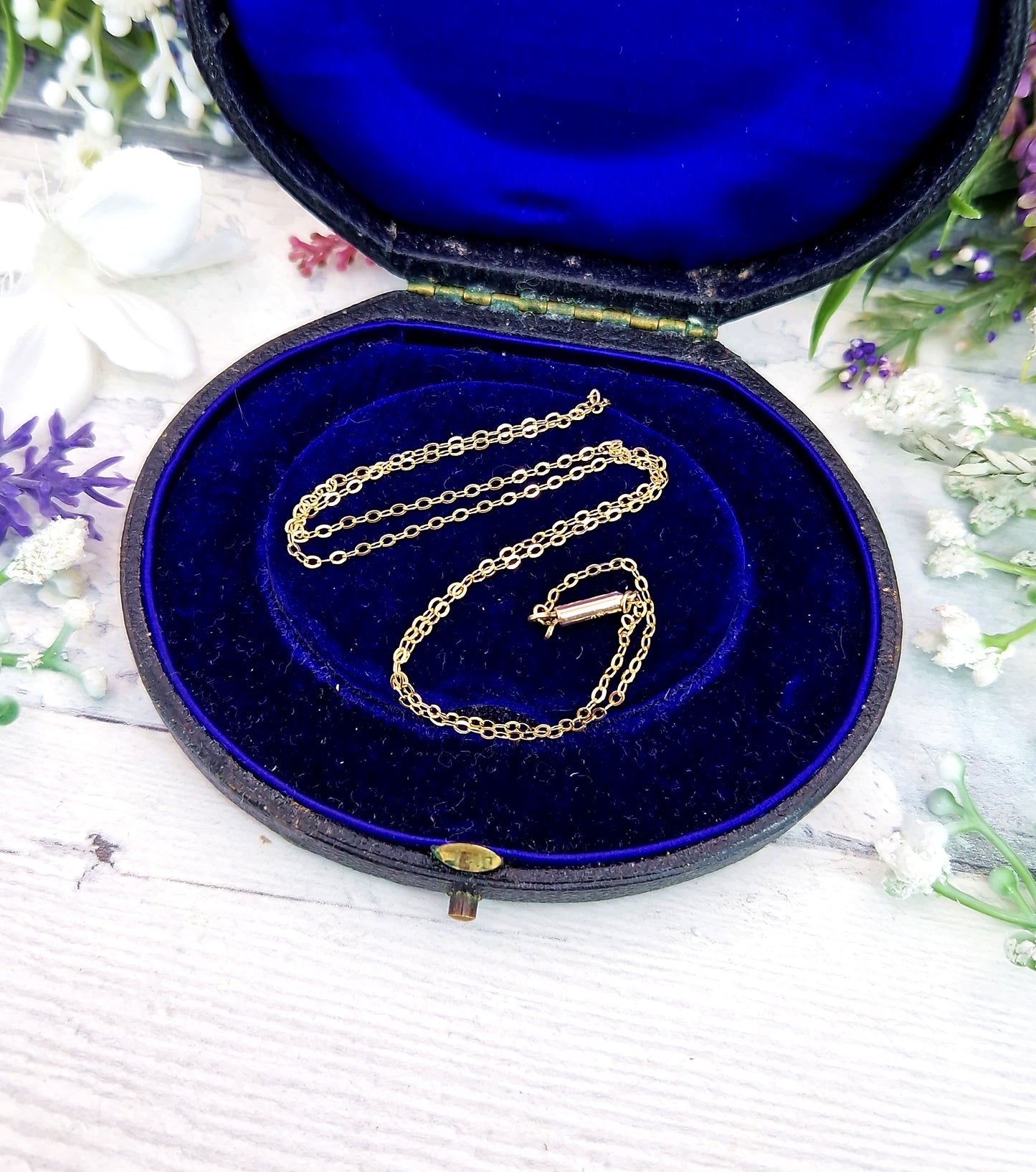 Vintage 1950's Solid 9ct Yellow Gold 17" Dainty Cable Necklace Chain for Pendant / 1.1 grams