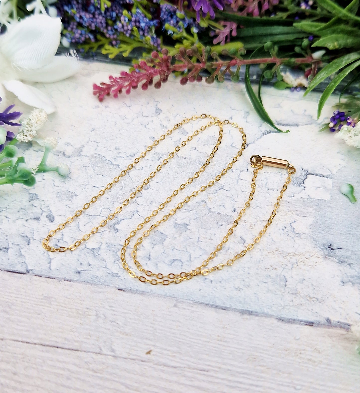 Vintage 1950's Solid 9ct Yellow Gold 17" Dainty Cable Necklace Chain for Pendant / 1.1 grams