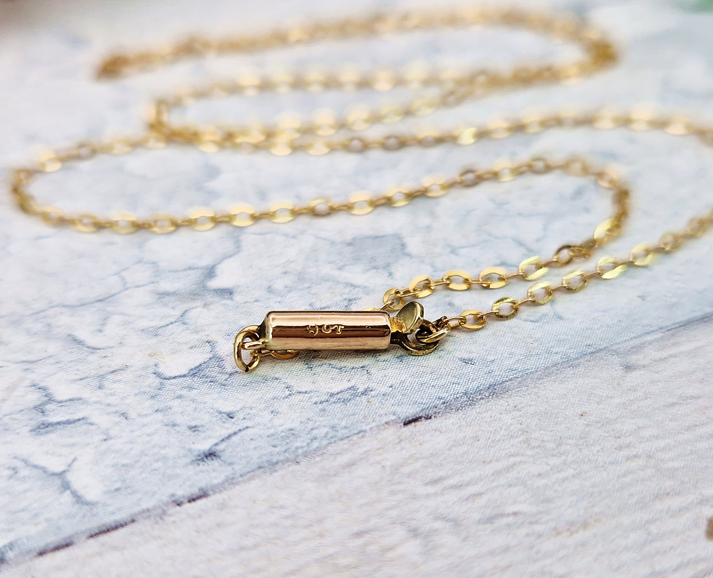 Vintage 1950's Solid 9ct Yellow Gold 17" Dainty Cable Necklace Chain for Pendant / 1.1 grams