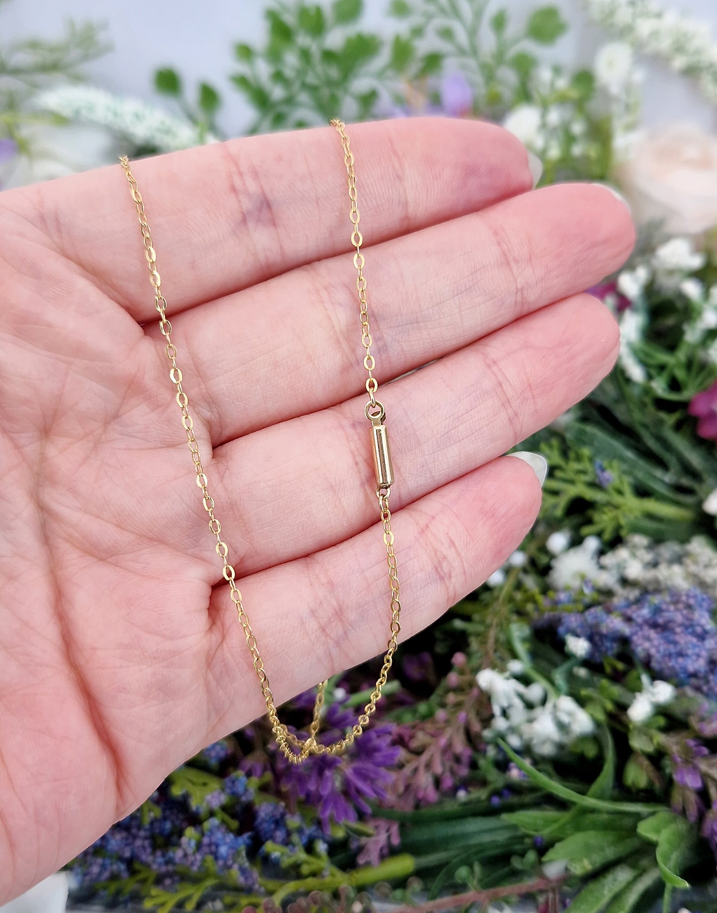 Vintage 1950's Solid 9ct Yellow Gold 17" Dainty Cable Necklace Chain for Pendant / 1.1 grams