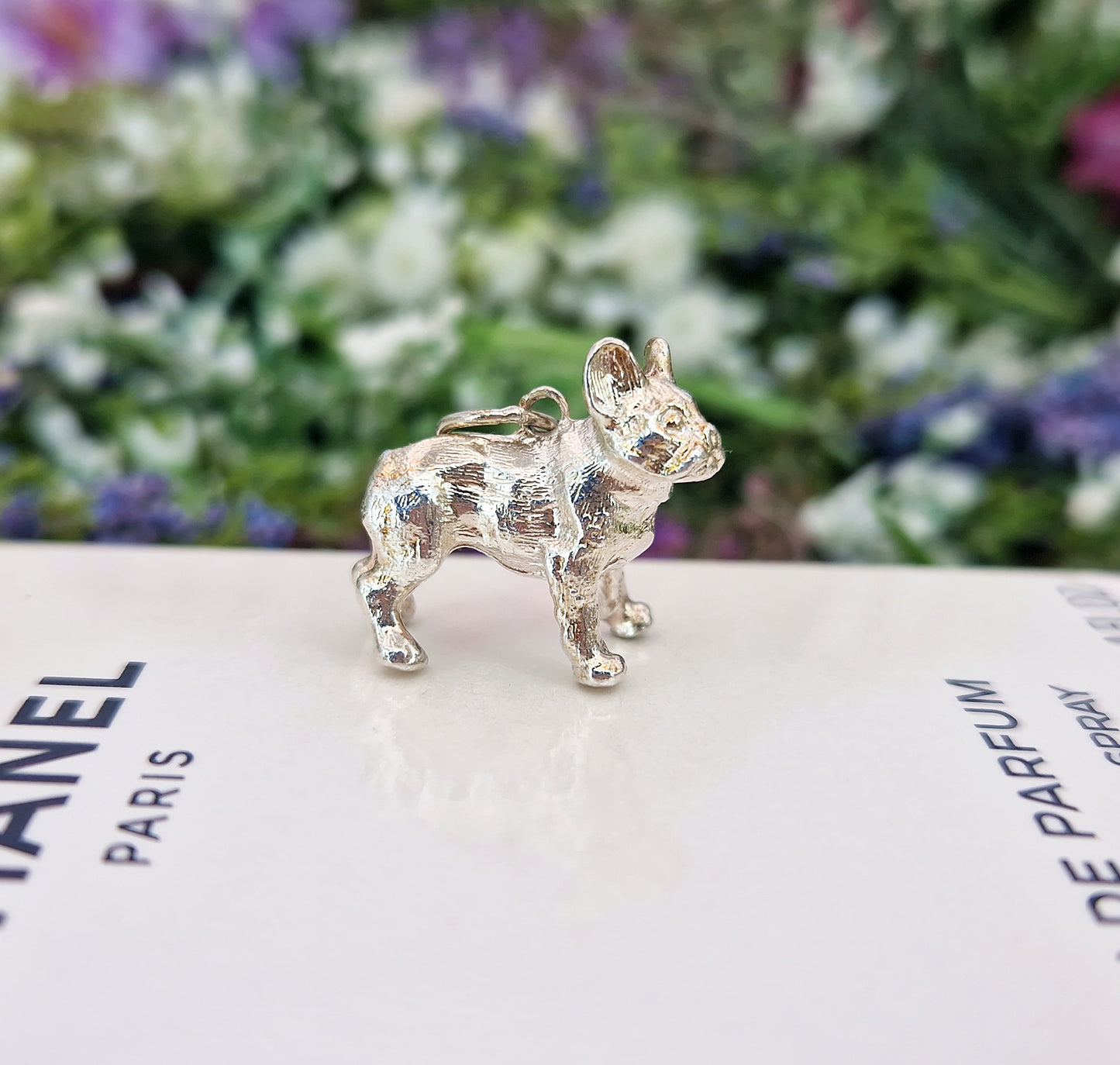 Vintage Sterling Silver Miniature 3D Detailed French Bulldog Charm Pendant