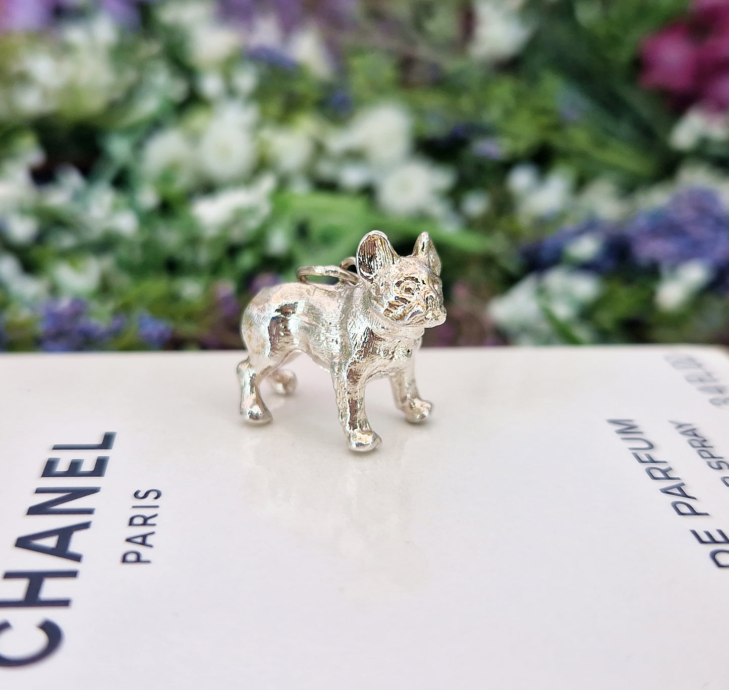 Vintage Sterling Silver Miniature 3D Detailed French Bulldog Charm Pendant