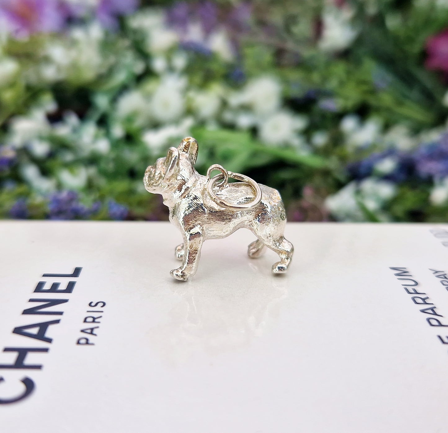 Vintage Sterling Silver Miniature 3D Detailed French Bulldog Charm Pendant