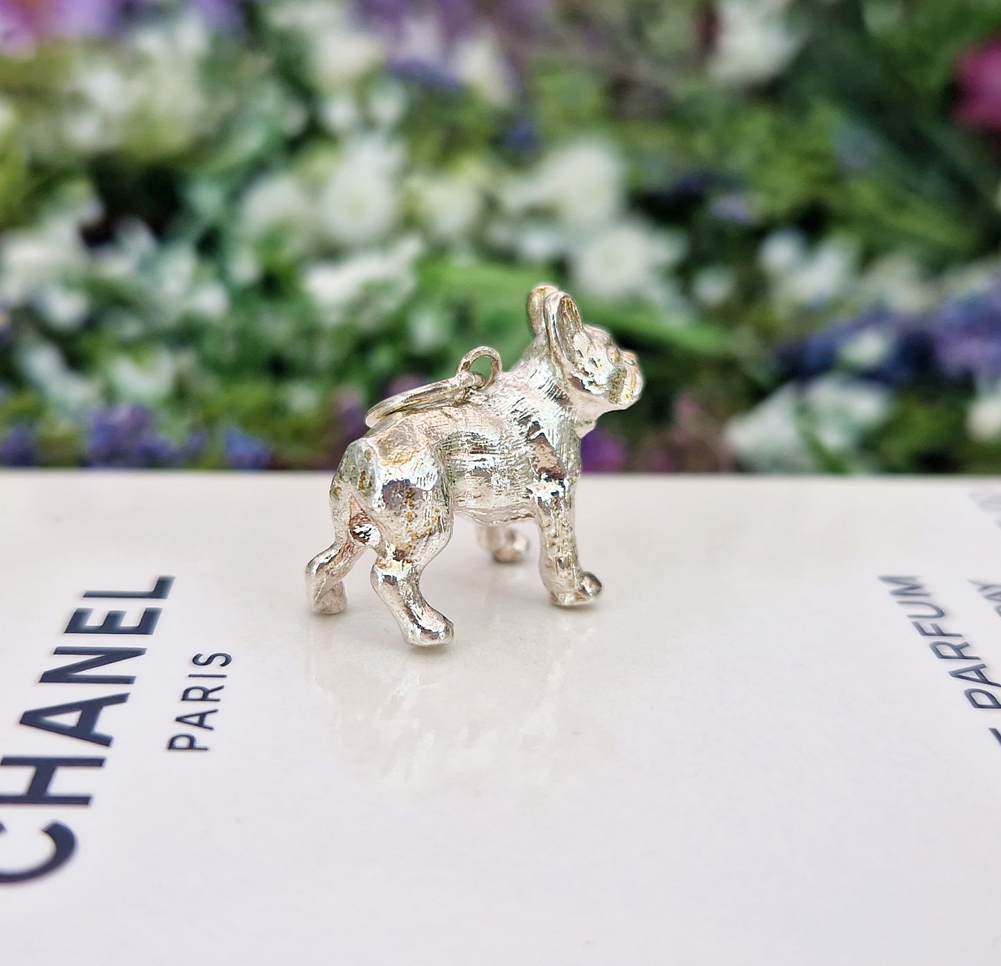 Vintage Sterling Silver Miniature 3D Detailed French Bulldog Charm Pendant