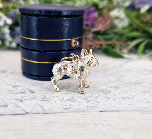 Vintage Sterling Silver Miniature 3D Detailed French Bulldog Charm Pendant