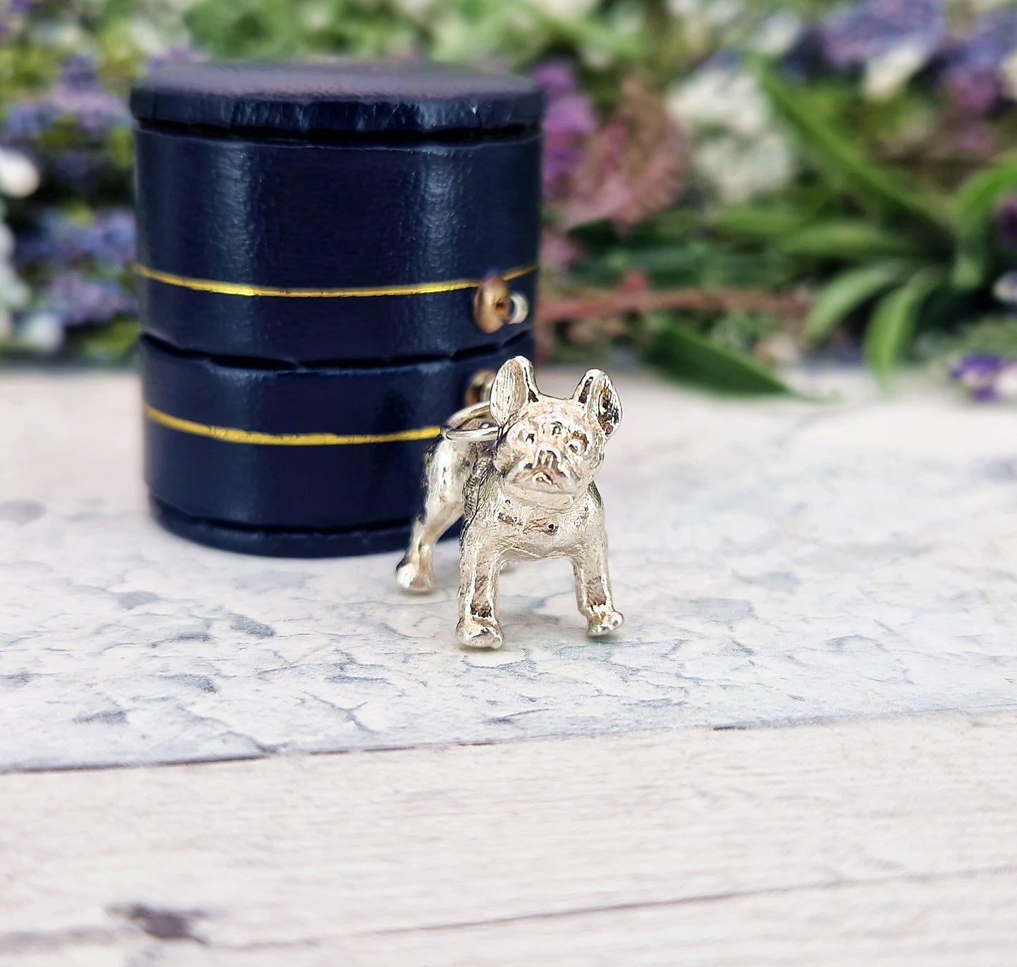 Vintage Sterling Silver Miniature 3D Detailed French Bulldog Charm Pendant