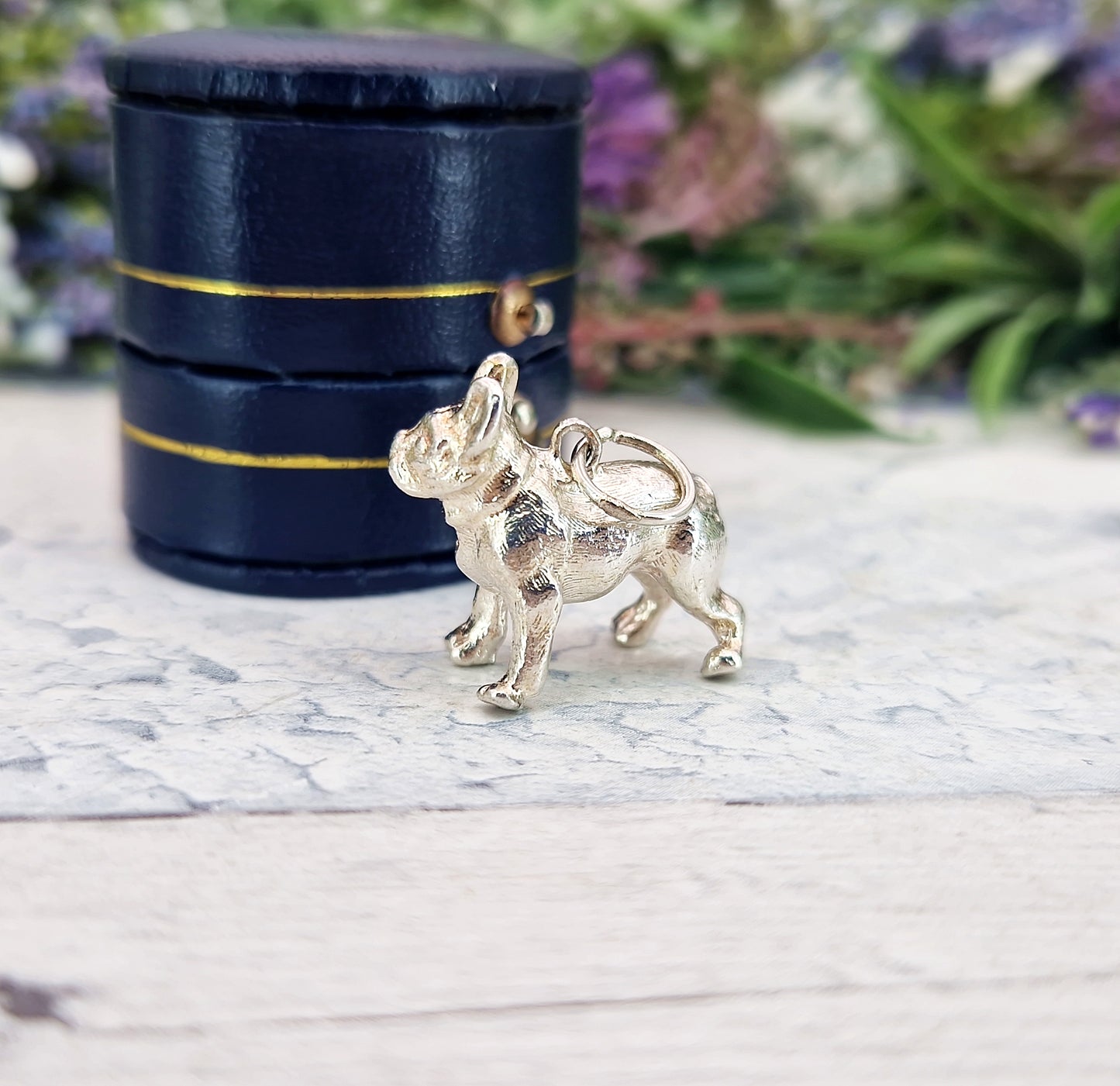 Vintage Sterling Silver Miniature 3D Detailed French Bulldog Charm Pendant