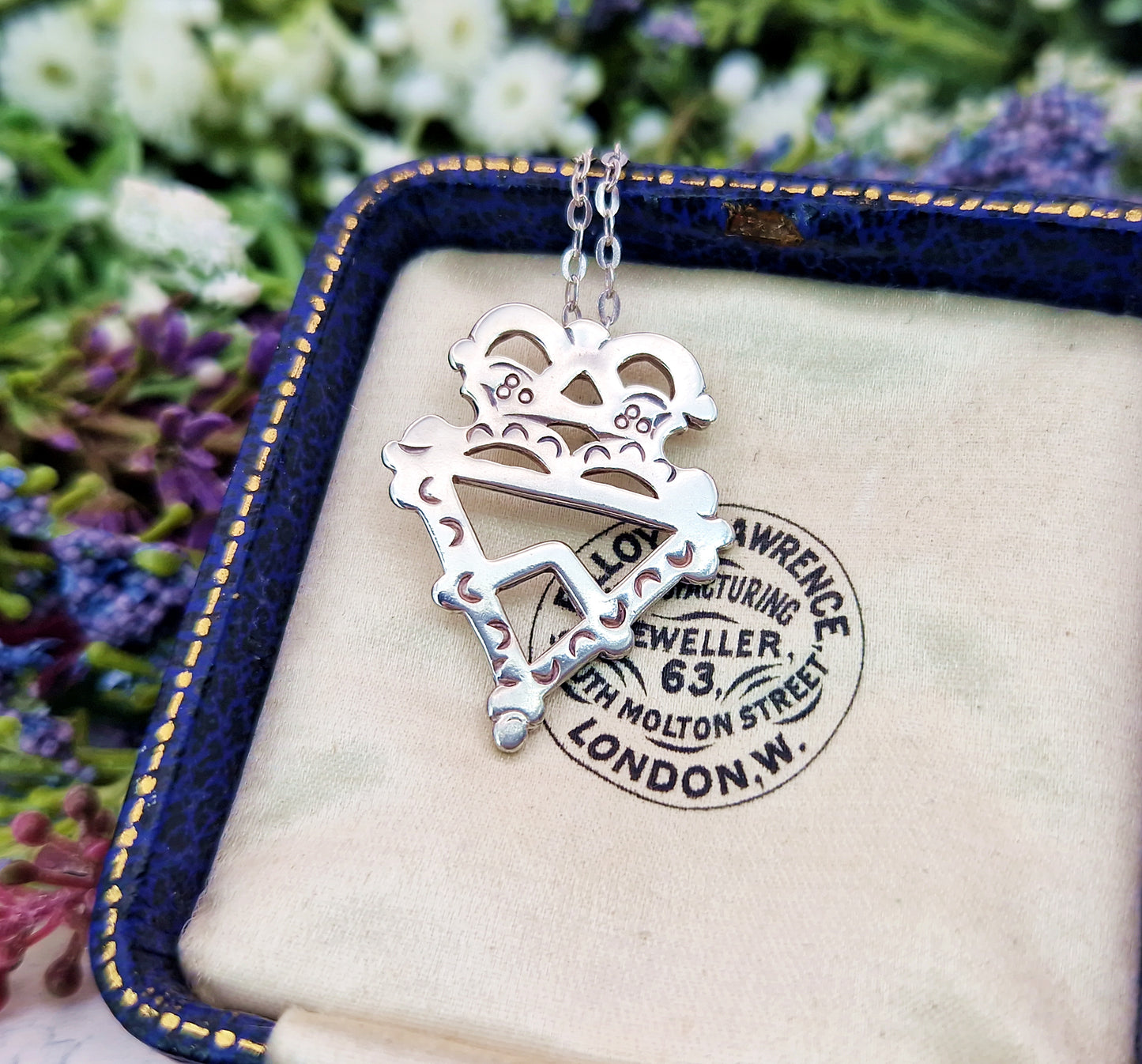 Vintage 1978 Sterling Silver Scottish Luckenbooth Inspired Heart Pendant Necklace