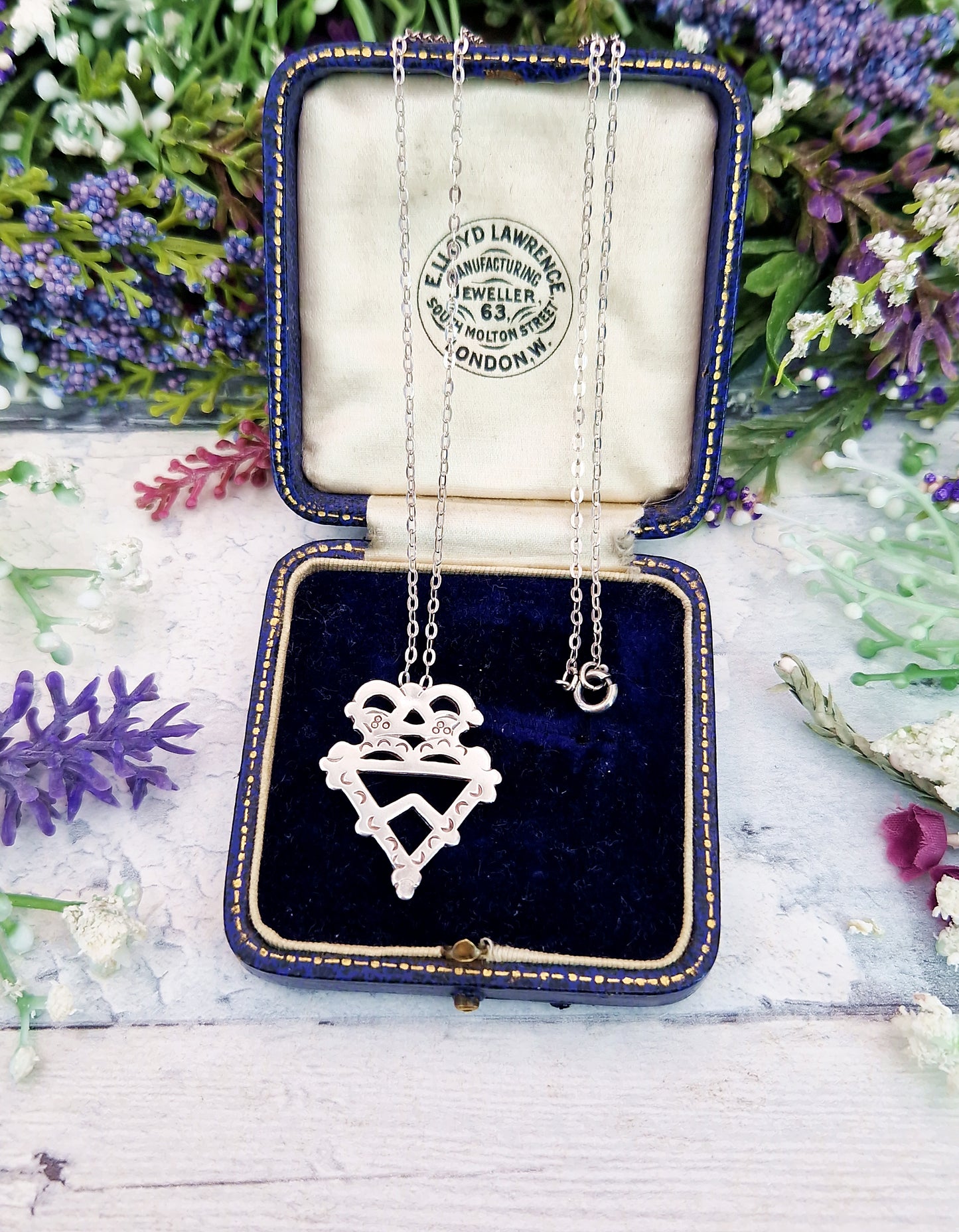 Vintage 1978 Sterling Silver Scottish Luckenbooth Inspired Heart Pendant Necklace