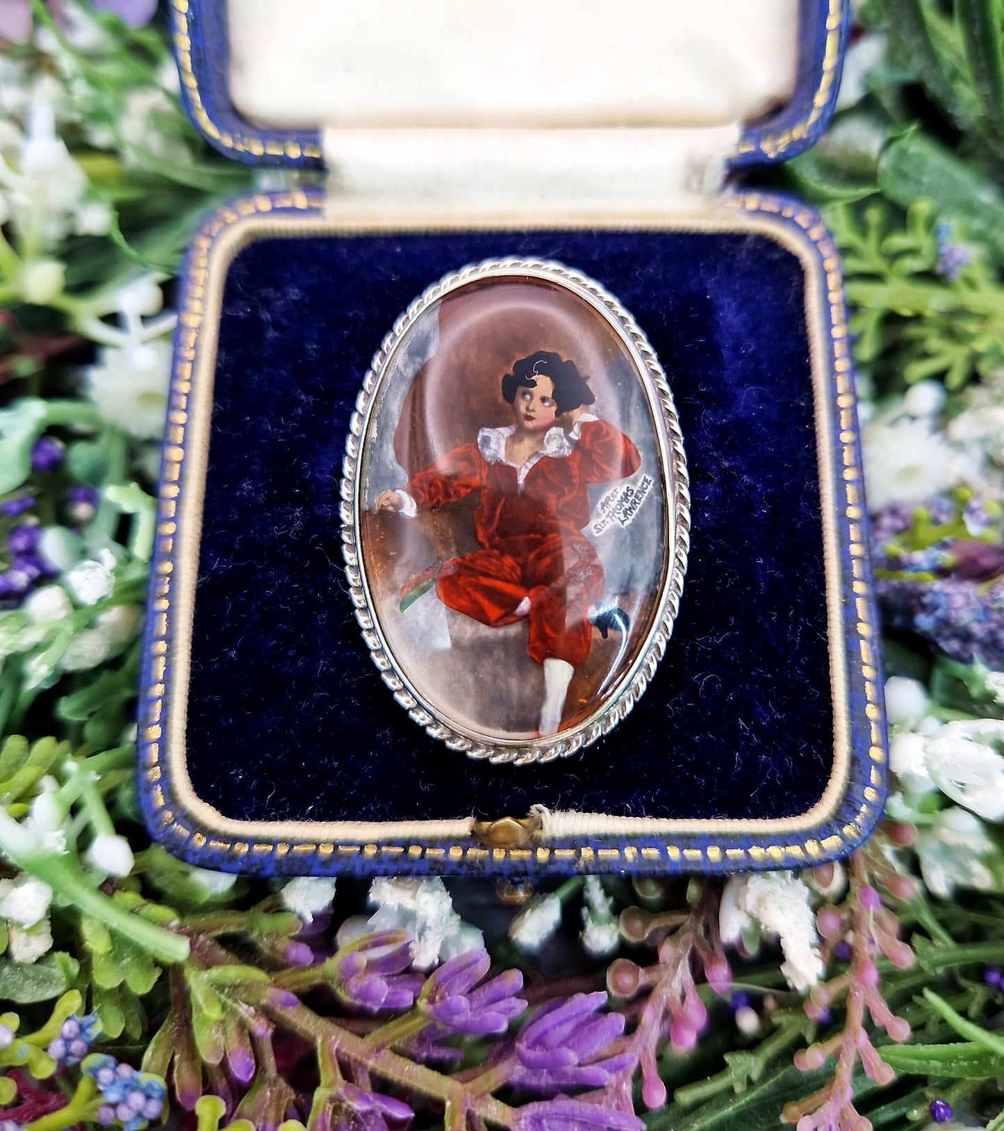 Vintage Sterling Silver English Portrait The Red Boy - Sir Thomas Lawrence Brooch Pin