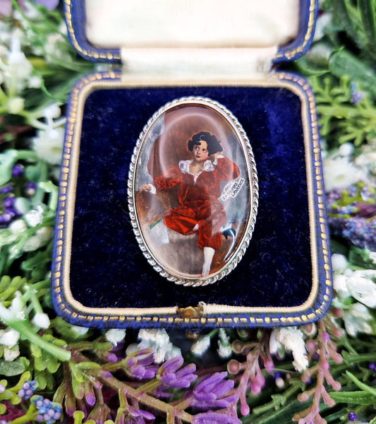Vintage Sterling Silver English Portrait The Red Boy - Sir Thomas Lawrence Brooch Pin
