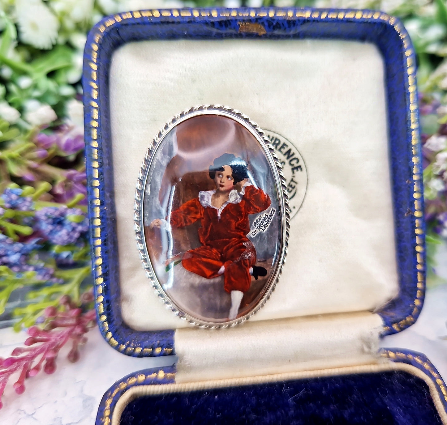 Vintage Sterling Silver English Portrait The Red Boy - Sir Thomas Lawrence Brooch Pin