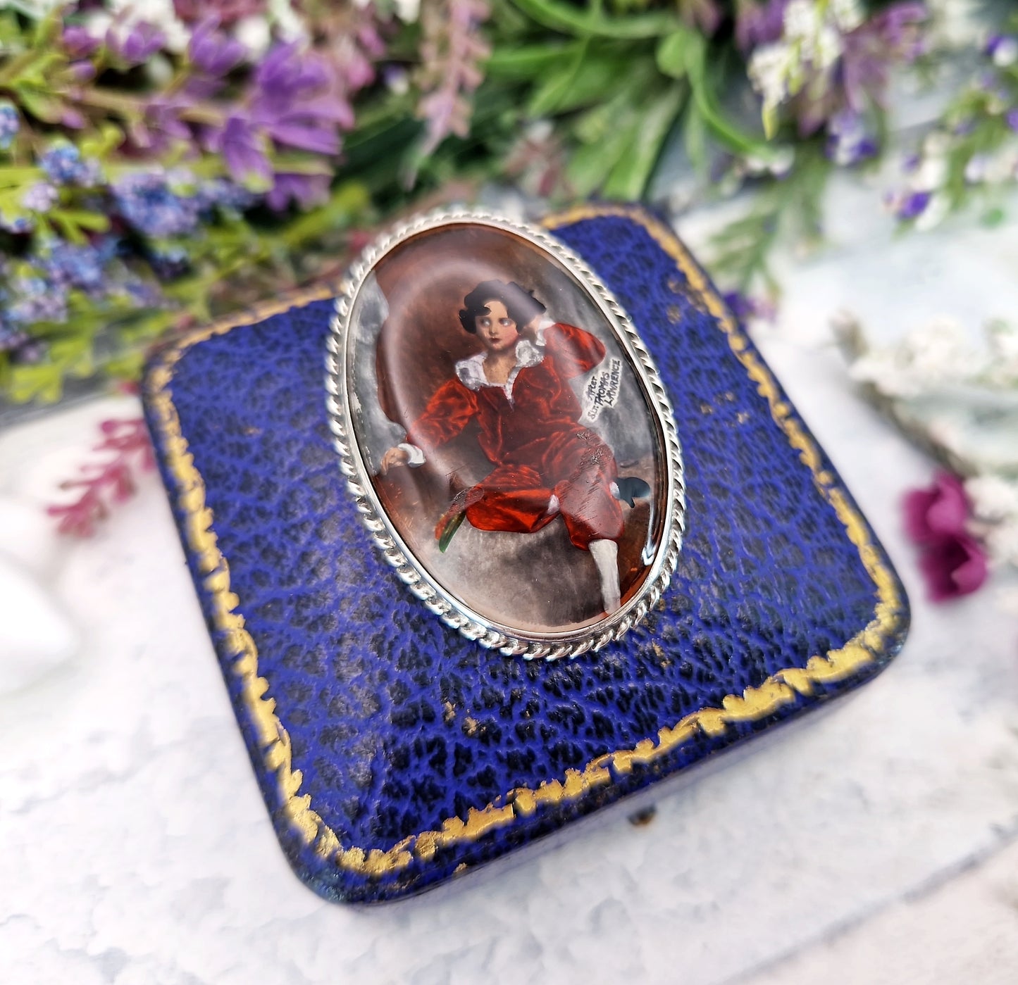 Vintage Sterling Silver English Portrait The Red Boy - Sir Thomas Lawrence Brooch Pin