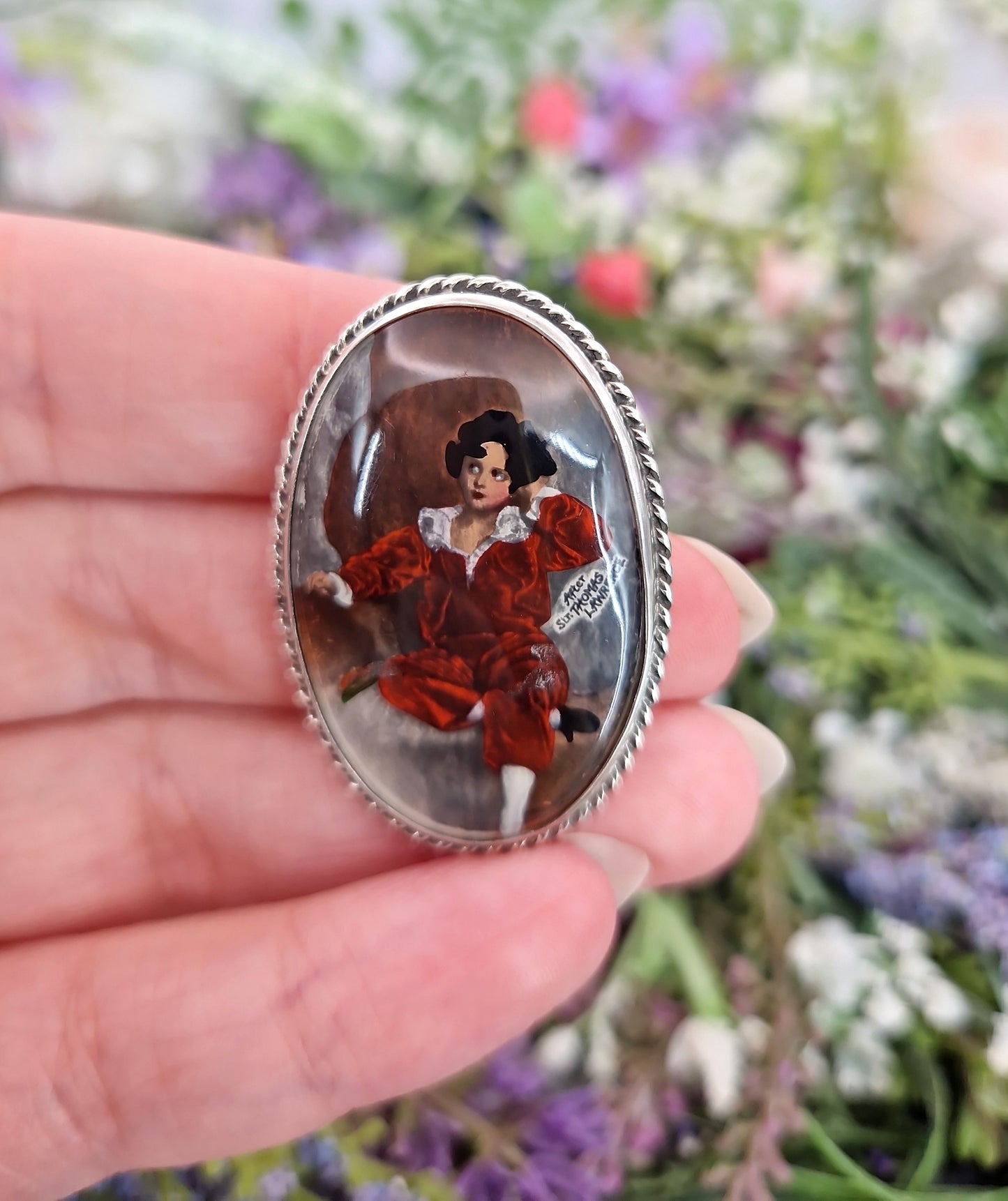 Vintage Sterling Silver English Portrait The Red Boy - Sir Thomas Lawrence Brooch Pin