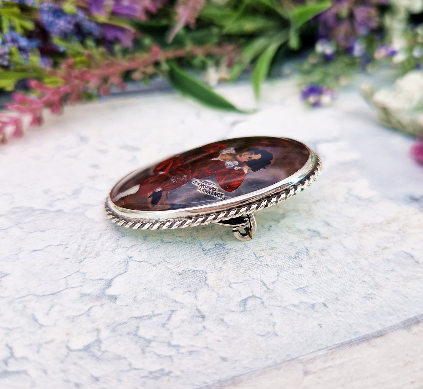 Vintage Sterling Silver English Portrait The Red Boy - Sir Thomas Lawrence Brooch Pin