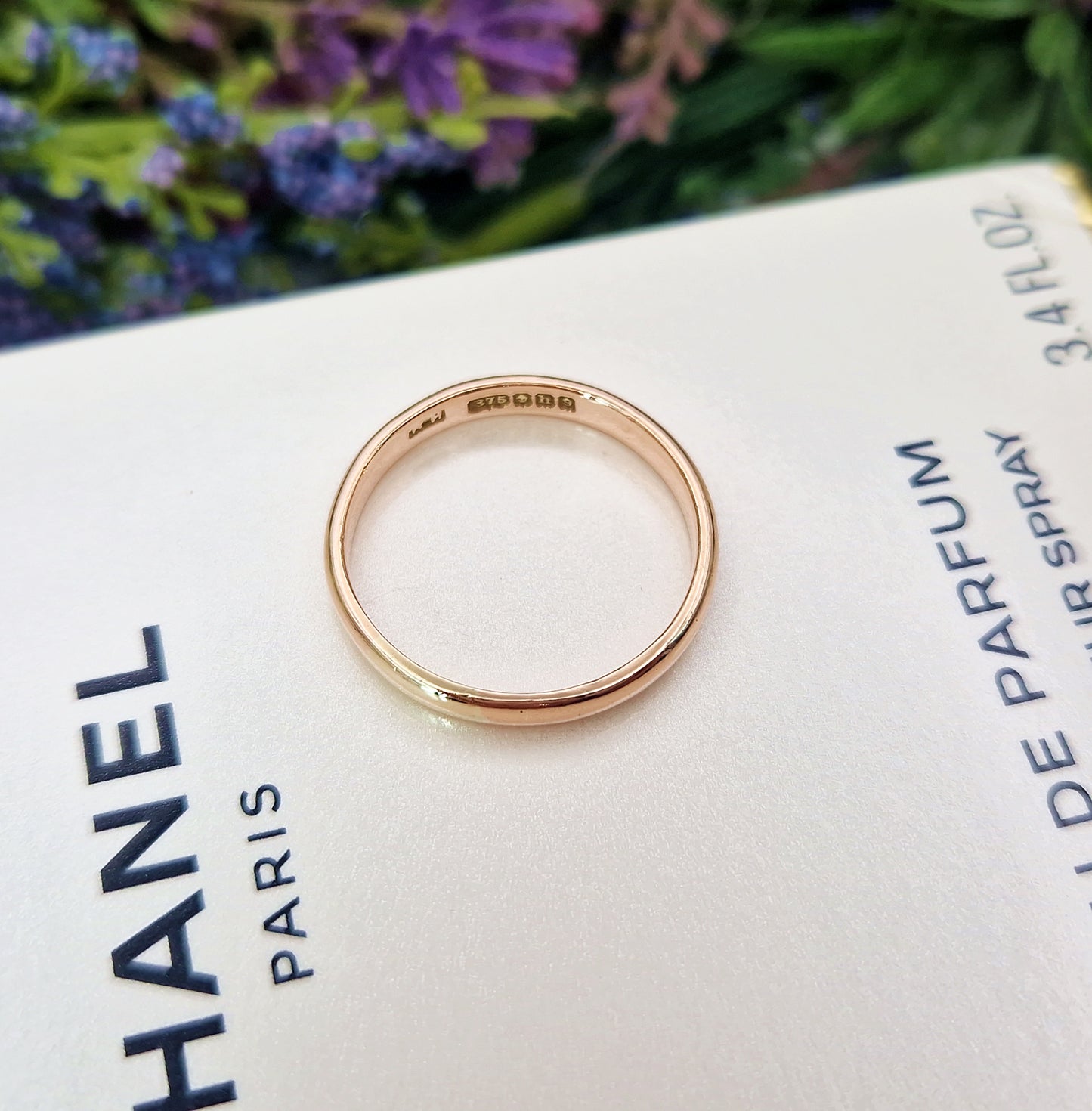Antique 1903 Hallmarked 9ct Gold Plain Wedding Band Ring / Size R or 9