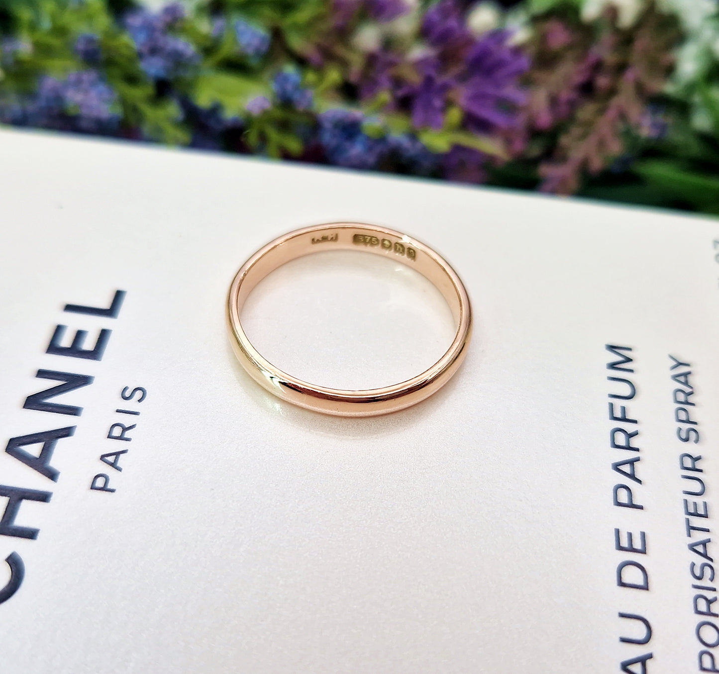 Antique 1903 Hallmarked 9ct Gold Plain Wedding Band Ring / Size R or 9