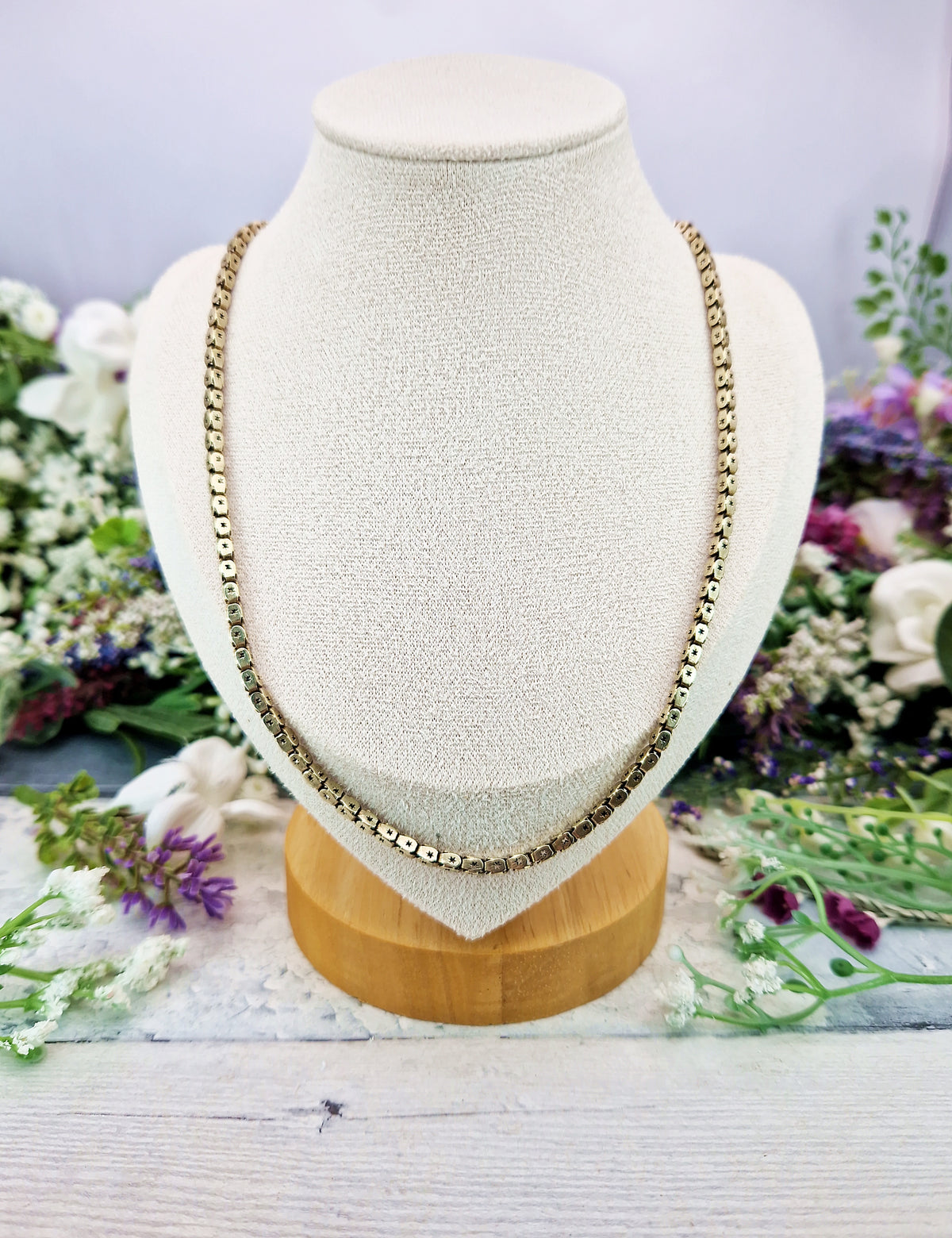 Antique Victorian Gold Metal Ornate Pierced Star Link Necklace Chain / 10.3 grams