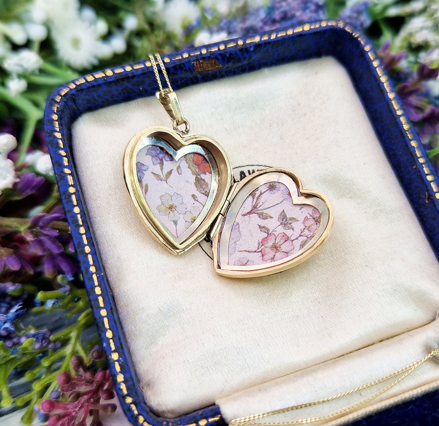 Antique 1920's Art Deco Rolled Gold Engraved Flower Love Heart Locket Pendant