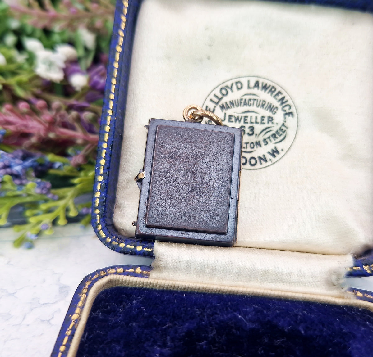 Antique Victorian 9ct Gold and Blackened Steel Shield Book Locket Pendant