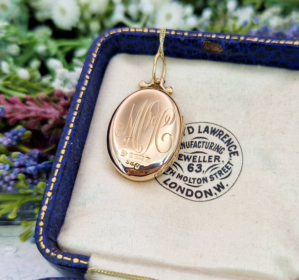 Antique 1907 Art Nouveau Solid Yellow 9ct Gold White Pearl Starry Sky Locket Pendant