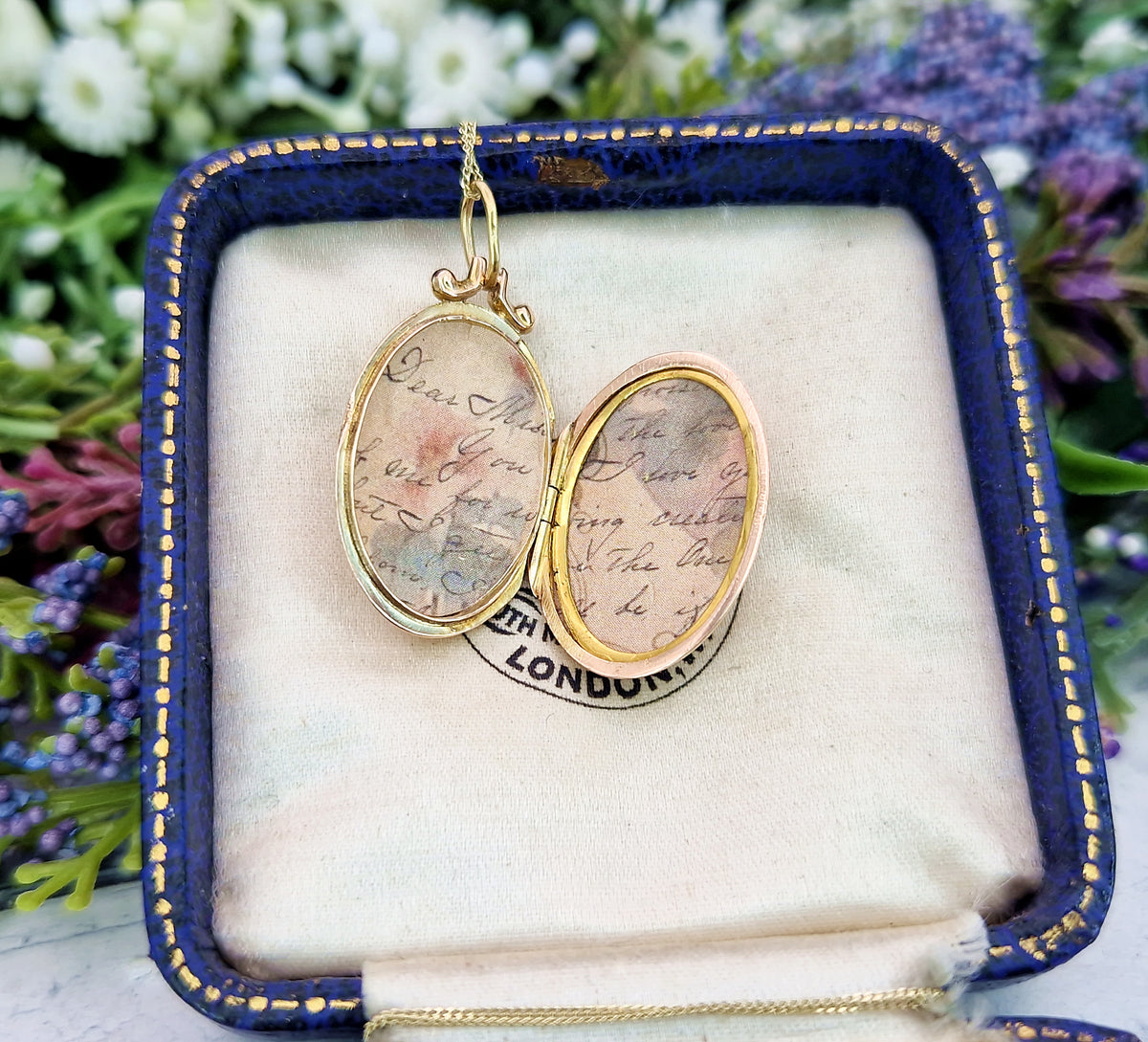 Antique 1907 Art Nouveau Solid Yellow 9ct Gold White Pearl Starry Sky Locket Pendant