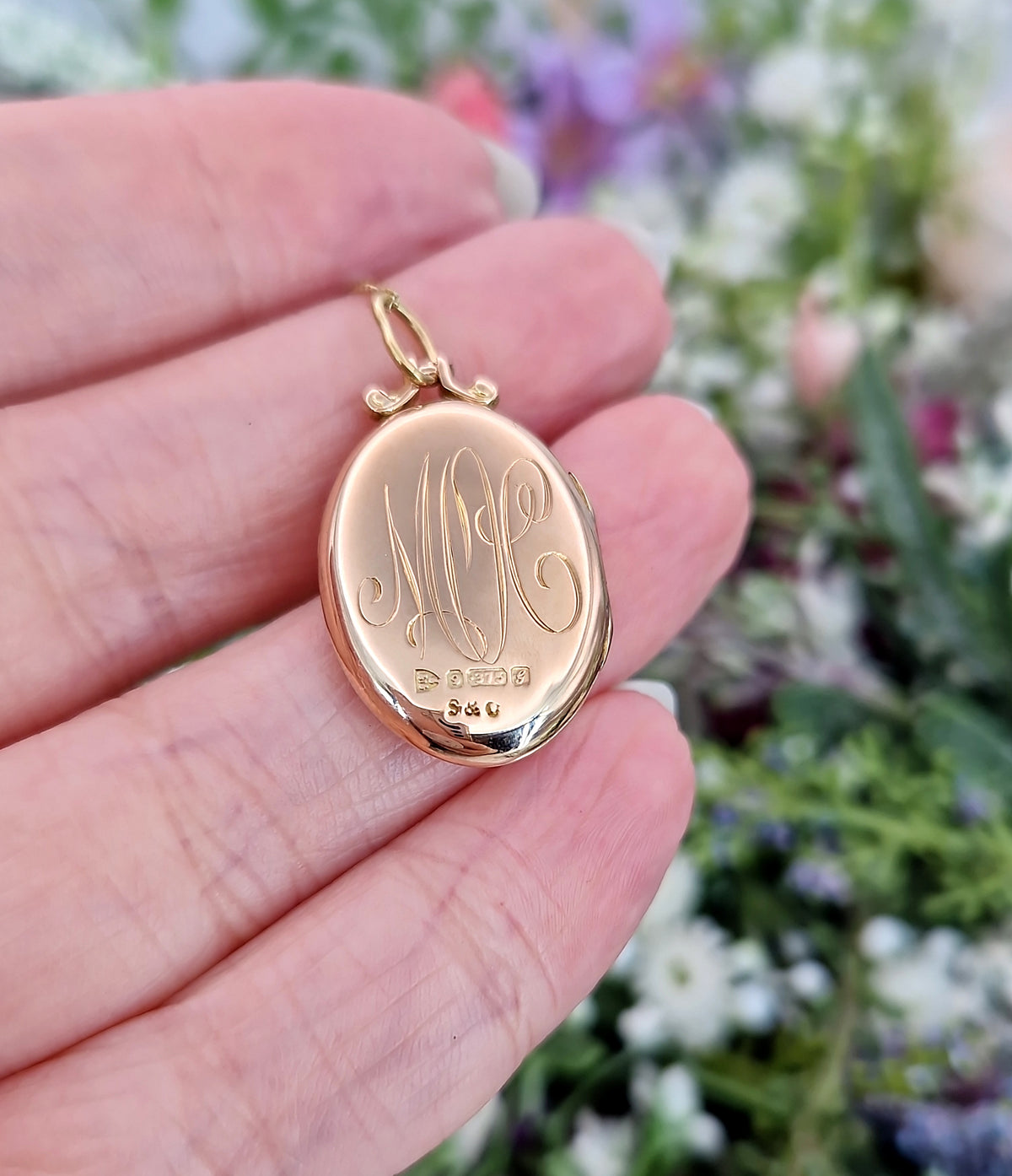 Antique 1907 Art Nouveau Solid Yellow 9ct Gold White Pearl Starry Sky Locket Pendant