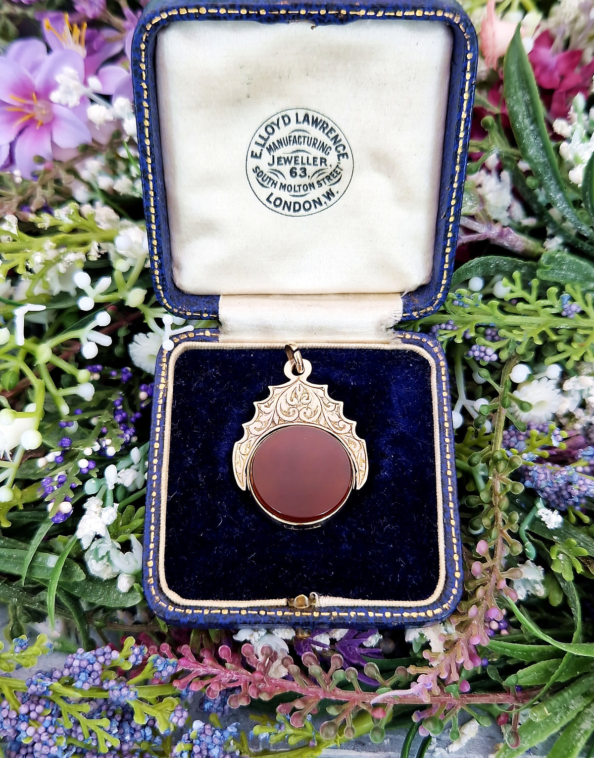 Antique Victorian 9ct Gold Ornate Carnelian and Bloodstone Spinner Pendant / Fob