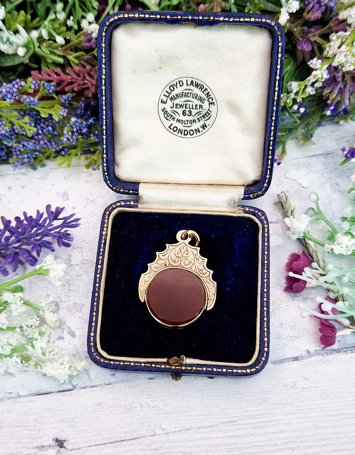 Antique Victorian 9ct Gold Ornate Carnelian and Bloodstone Spinner Pendant / Fob