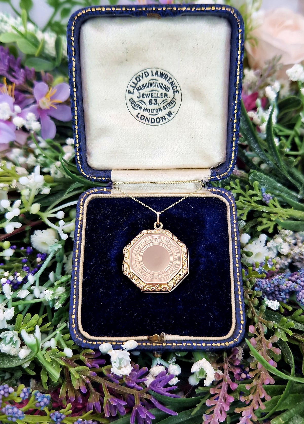 Antique Art Deco 9ct Yellow Gold Unique Ornate Octagonal Locket Pendant