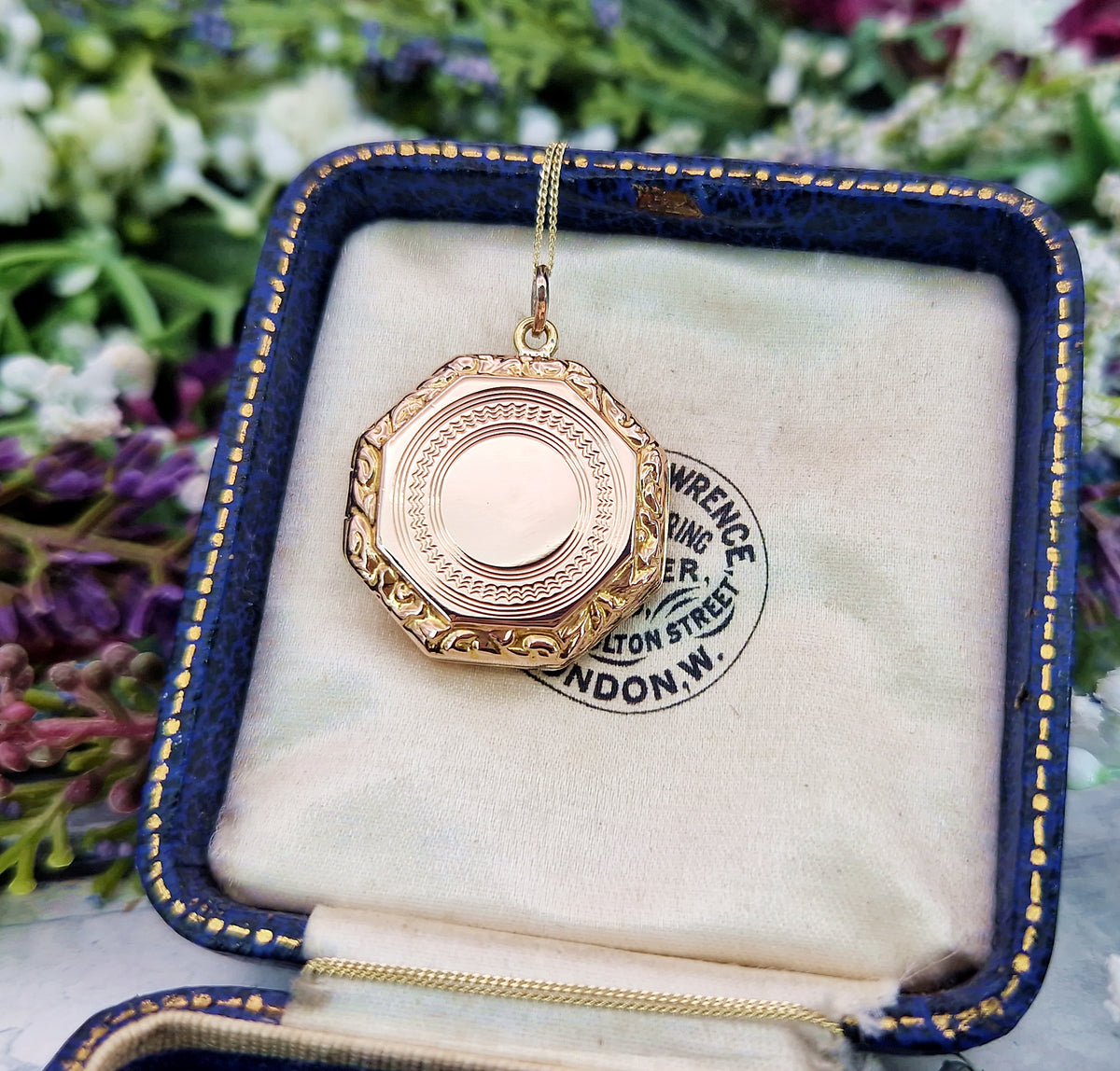 Antique Art Deco 9ct Yellow Gold Unique Ornate Octagonal Locket Pendant