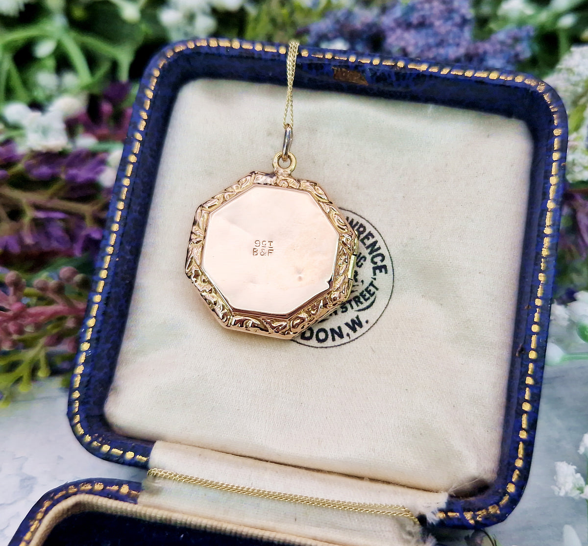 Antique Art Deco 9ct Yellow Gold Unique Ornate Octagonal Locket Pendant