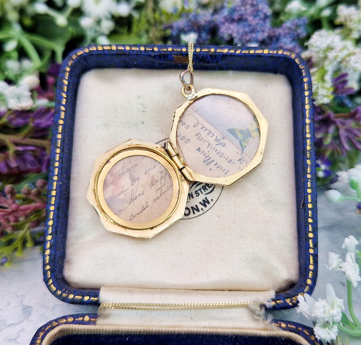 Antique Art Deco 9ct Yellow Gold Unique Ornate Octagonal Locket Pendant